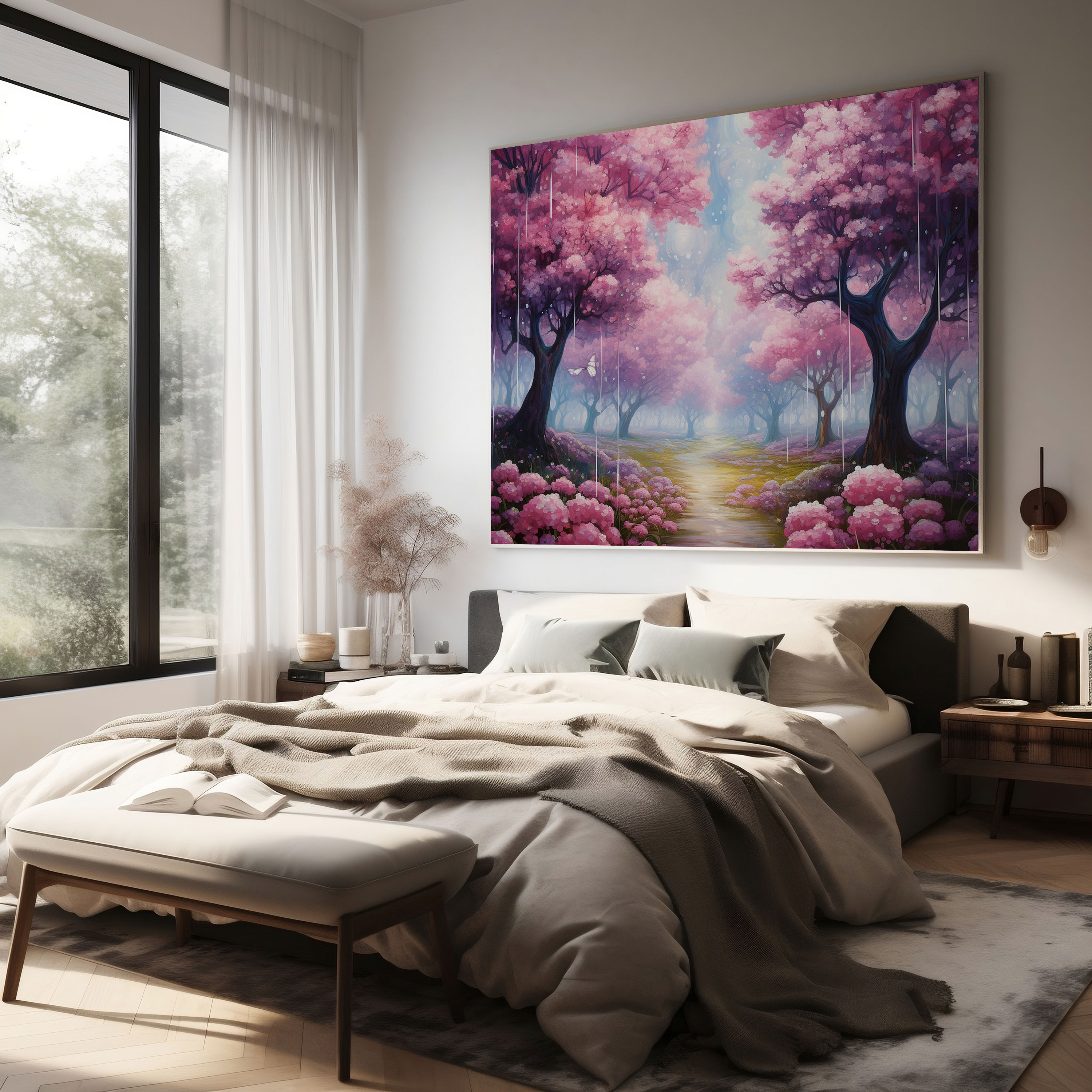Hydrangea Whimsical Painting Wall Art - Hydrangea, Canvas Wall Art, Wall Decoration, Home Decoration