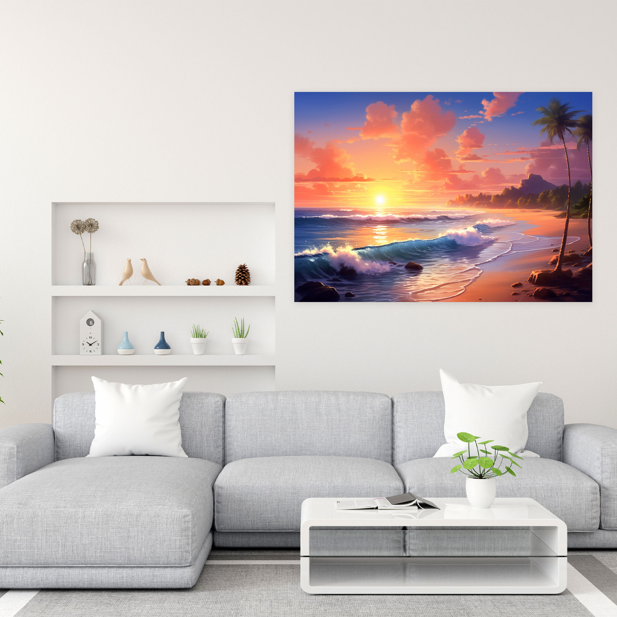 Beach Tranquility Wall Art - Hypnosis, Wall Art, Tranquil Beach At Sunset, Home Decoration