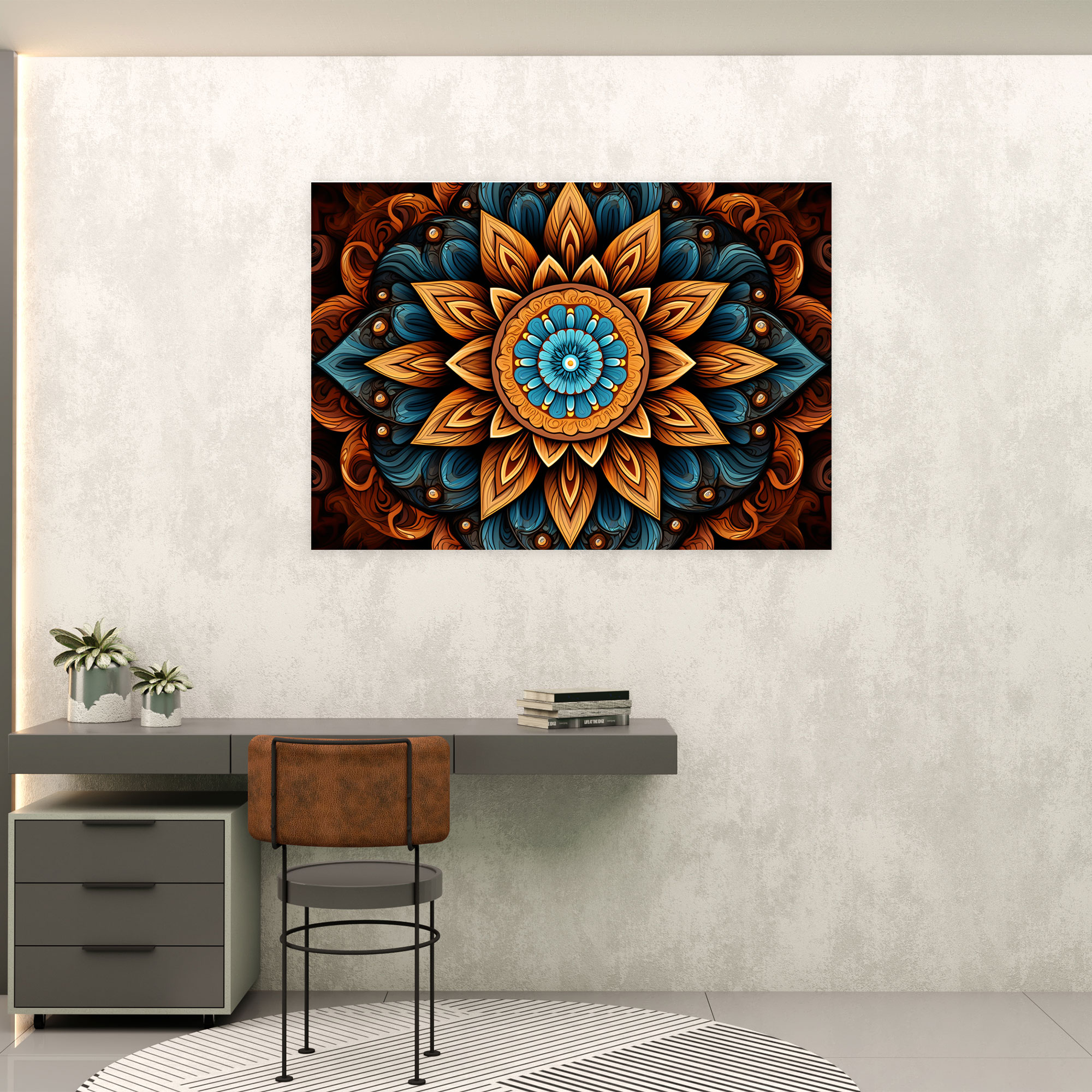 Hypnotic Serenity Canvas Print - Hypnosis, Meditative Mandala, Symmetrical Pattern, Canvas Print