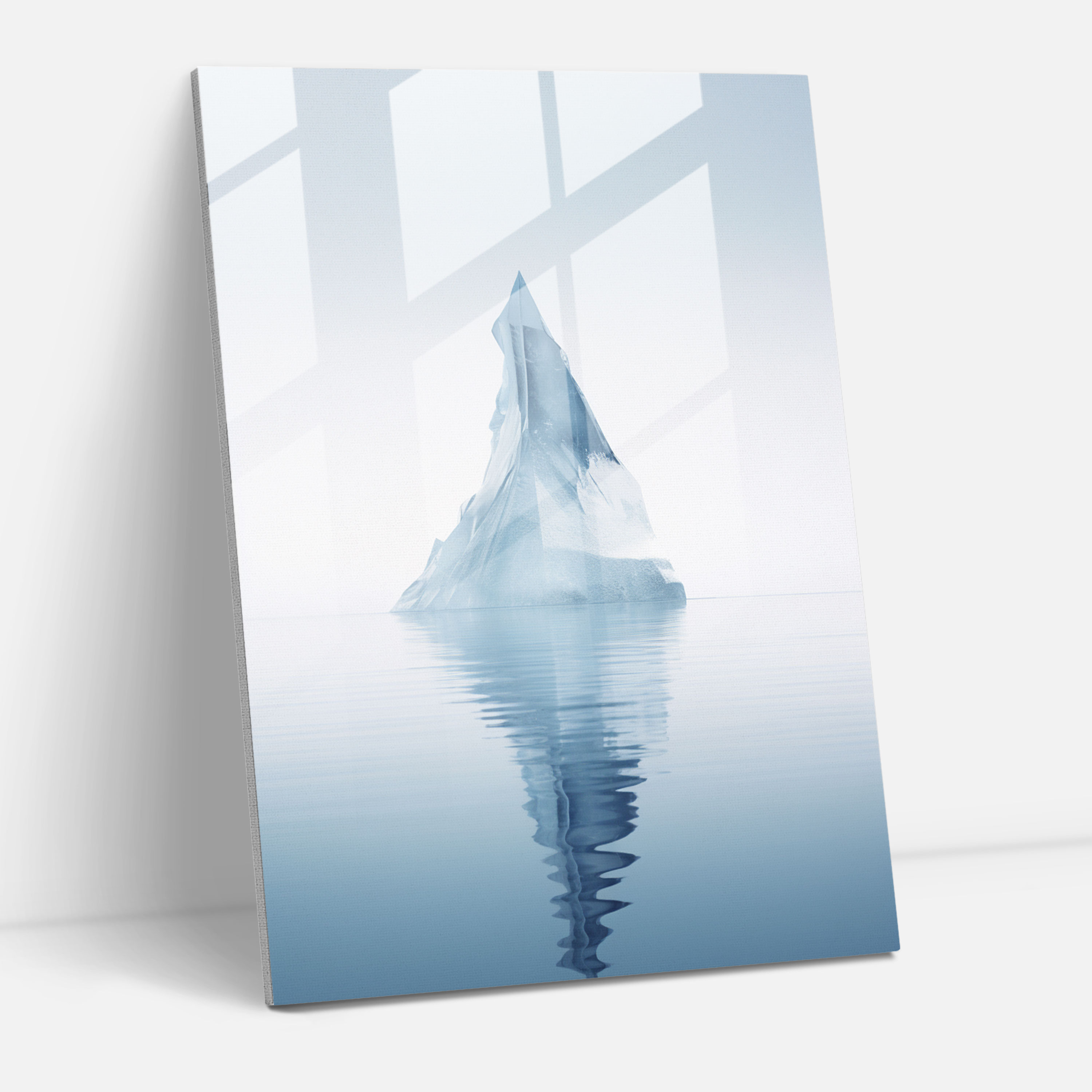 Minimalist Buzdağı Cam Tablo - Buzdağı Sanatsal Huzur Barış