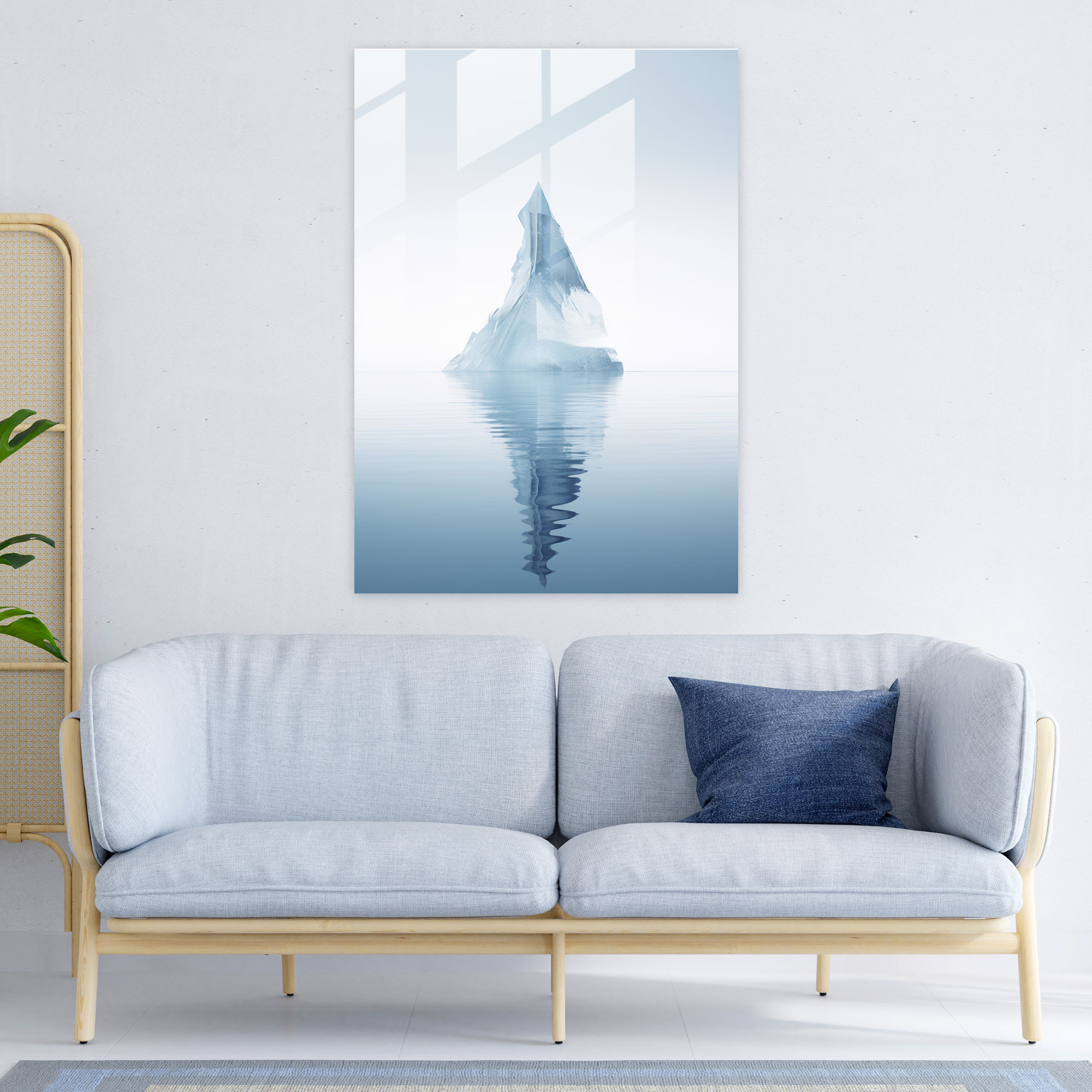 Minimalist Buzdağı Cam Tablo - Buzdağı Sanatsal Huzur Barış