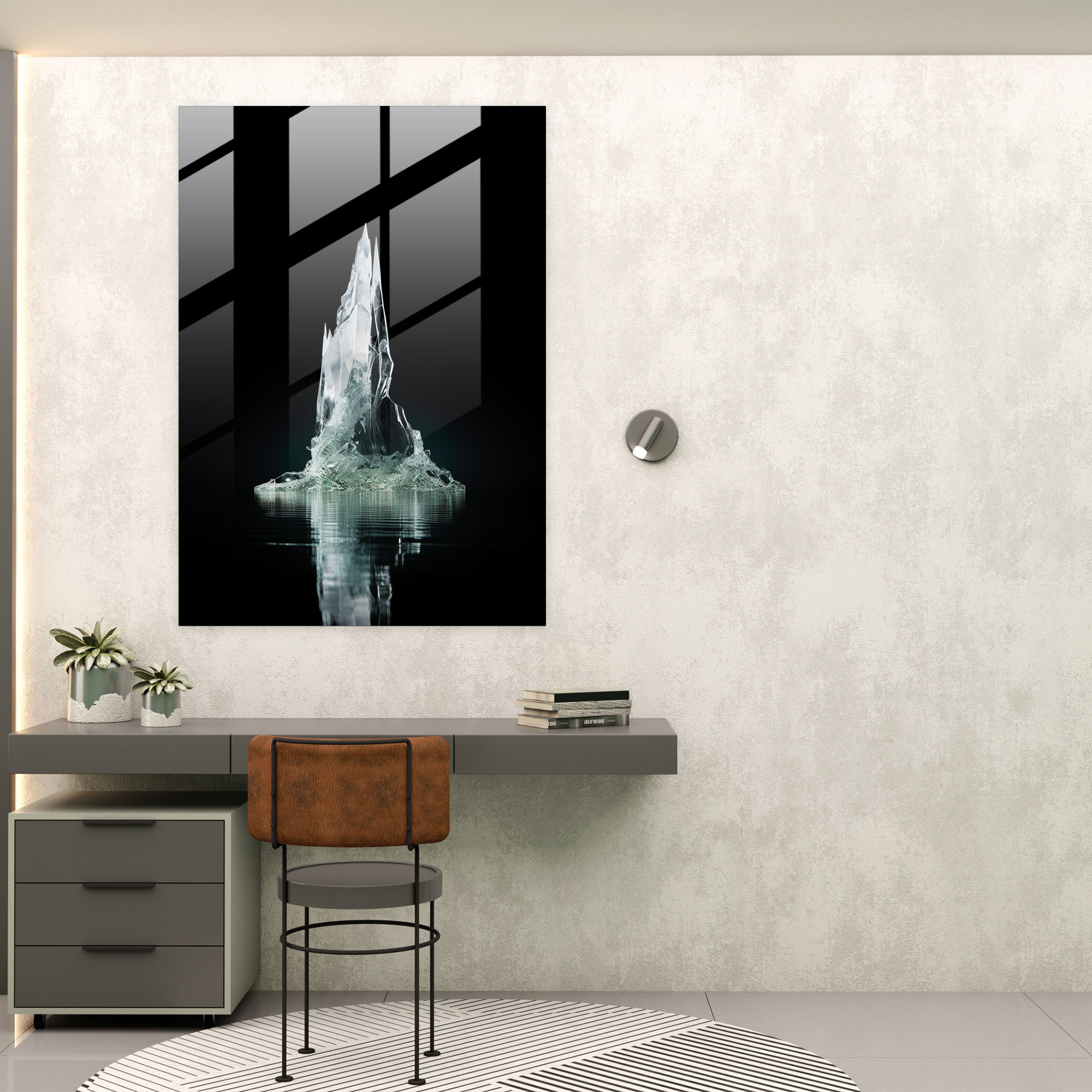Hidden Beauty Glass Print - Iceberg, Glass Wall Art, Iceberg, Modern Art