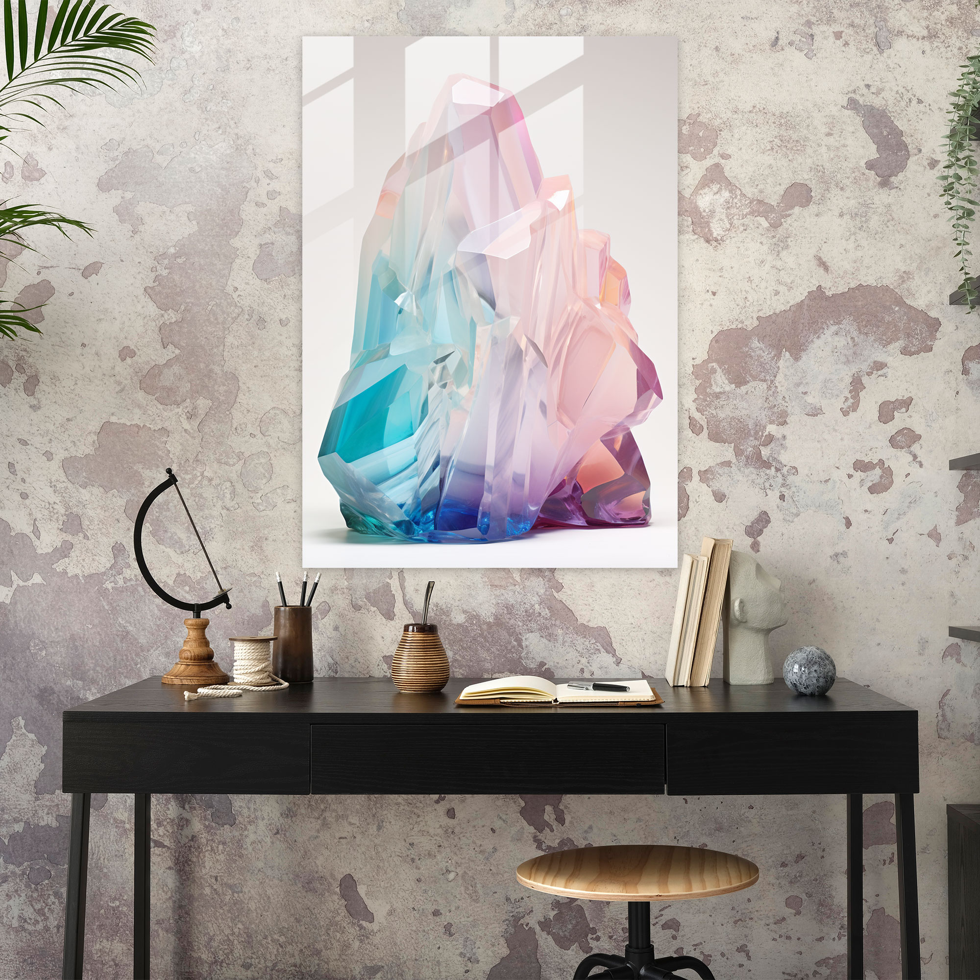 Pastel Harmony Glass Wall Art - Iceberg, Balance, Glass Wall Art, Calming Colors