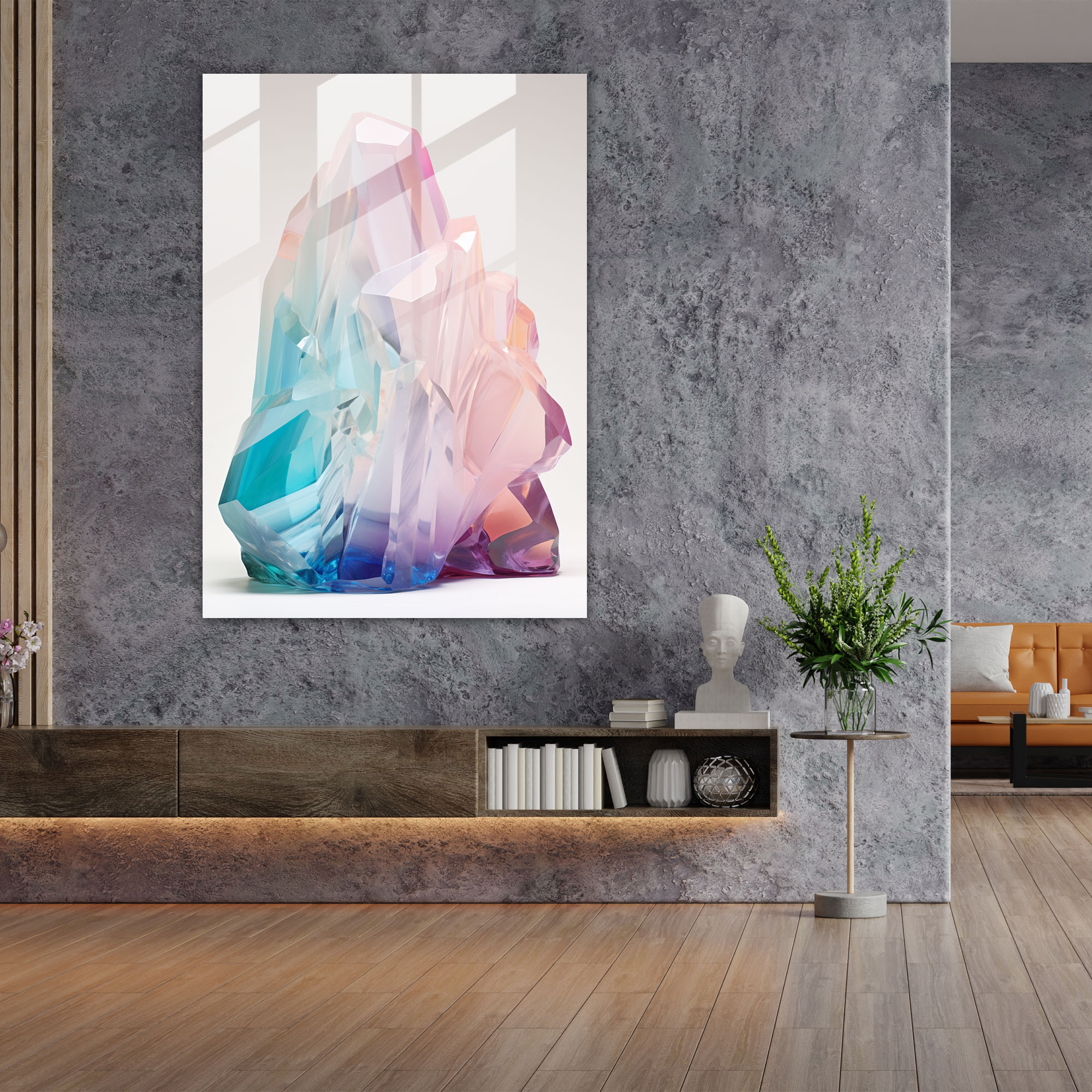 Pastel Harmony Glass Wall Art - Iceberg, Balance, Glass Wall Art, Calming Colors