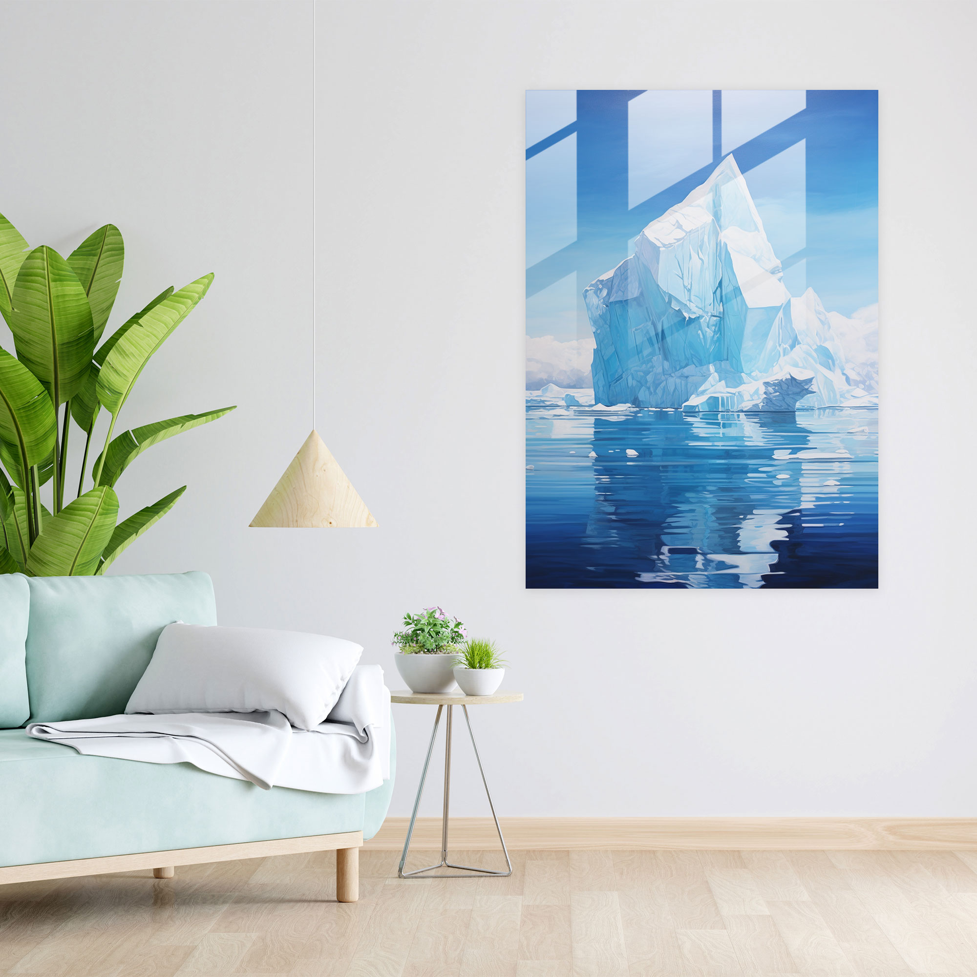 Iceberg Glass Print - Iceberg, Abstract Acrylic Painting, Elegance, Majestic