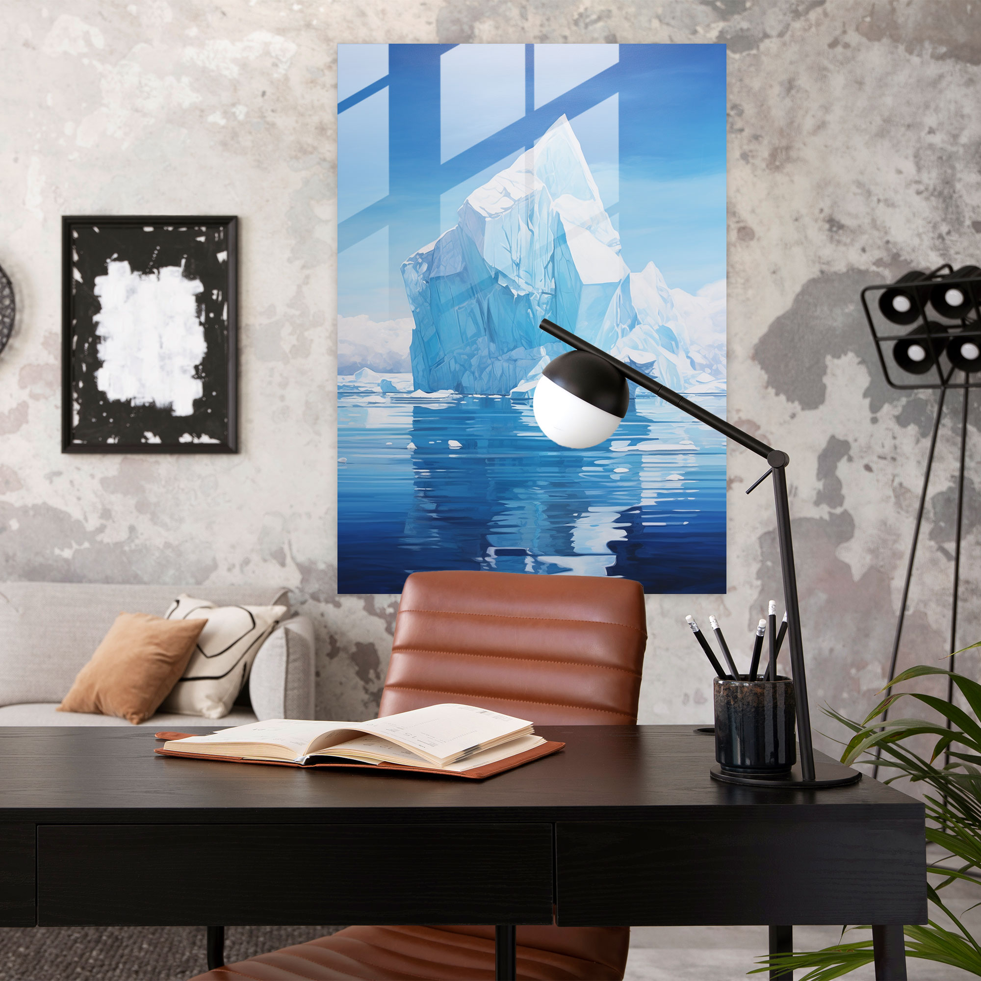 Iceberg Glass Print - Iceberg, Abstract Acrylic Painting, Elegance, Majestic