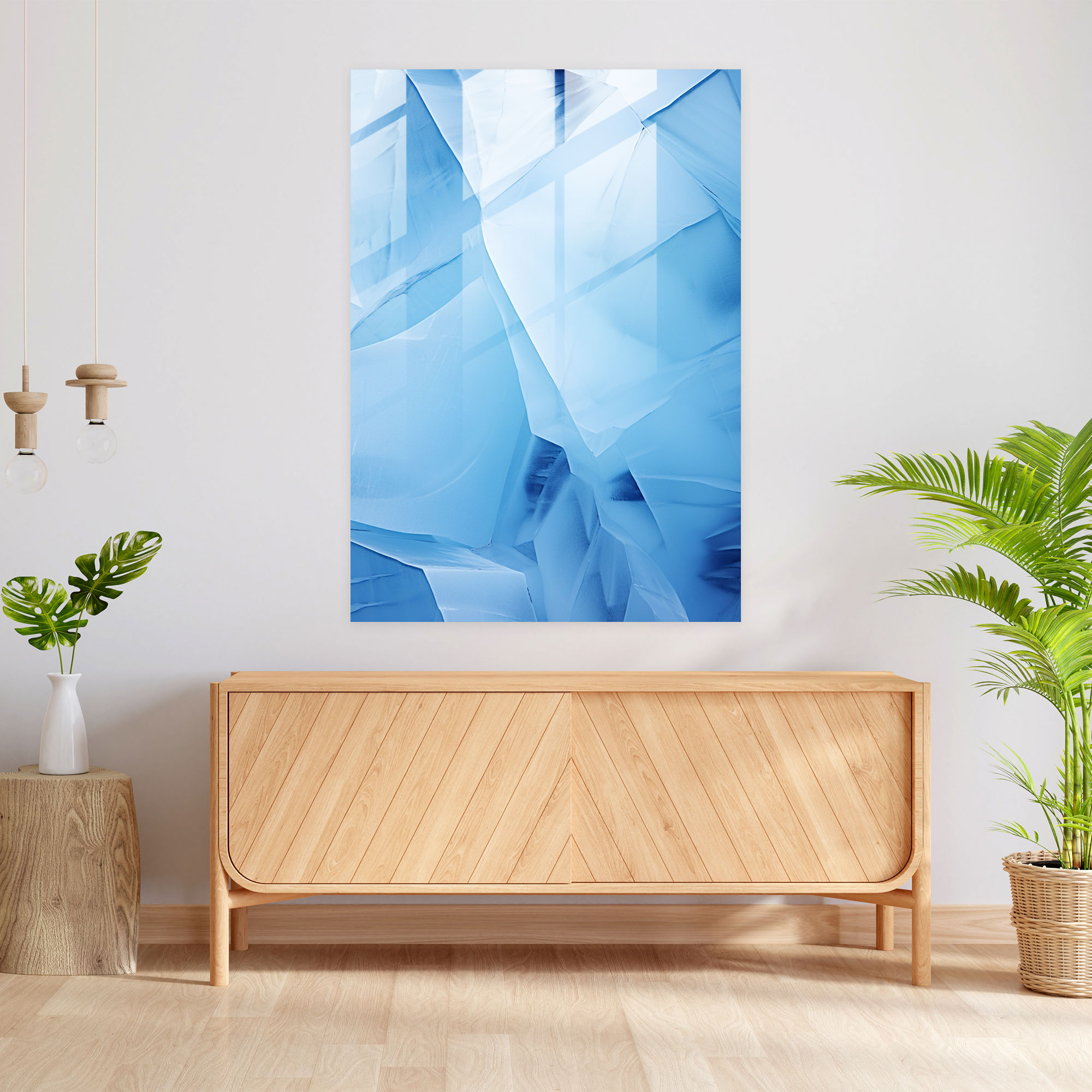 Detaylı Buzdağı Cam Tablo - Buzdağı Cam Duvar Sanatı Büyüleyici Modern Sanat