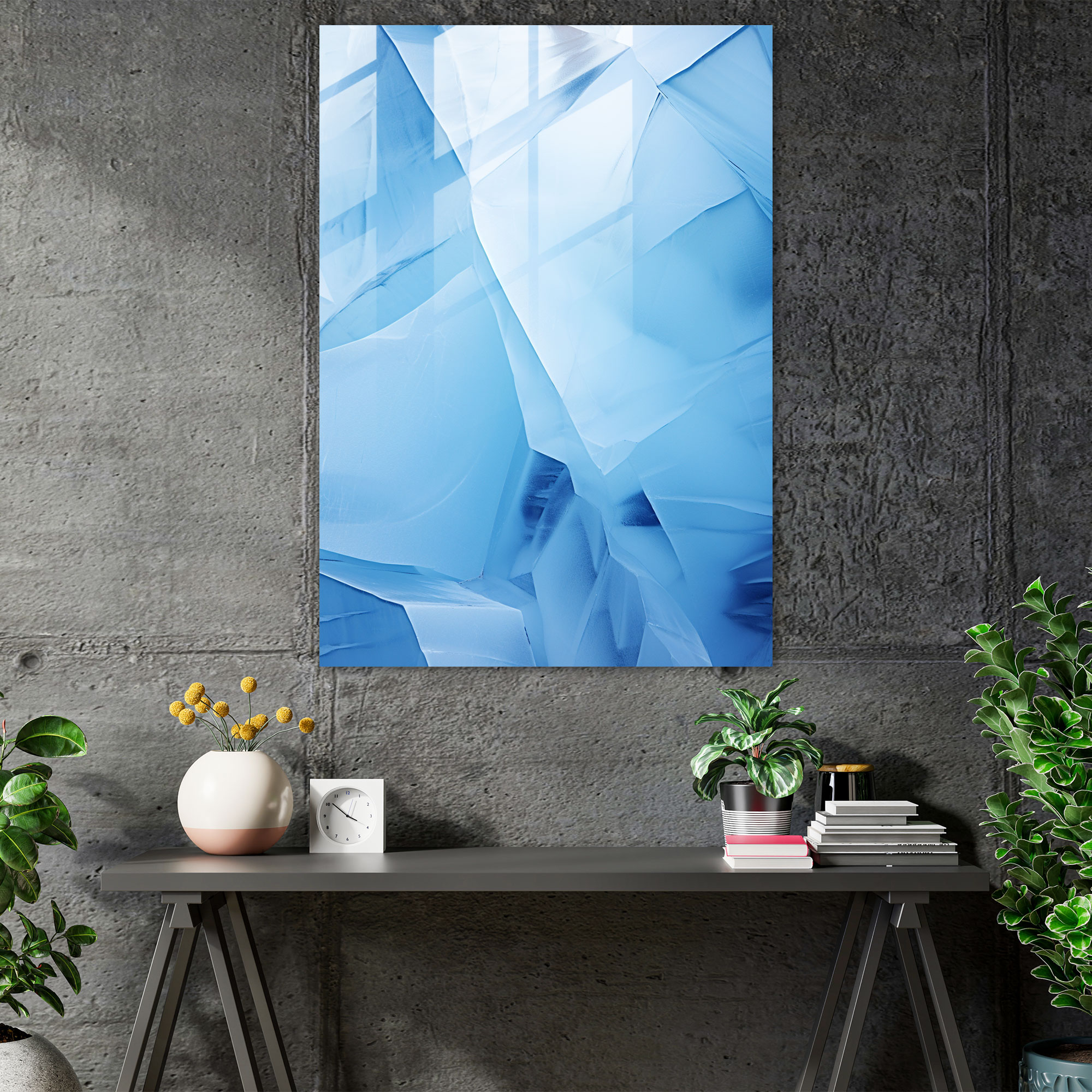 Detaylı Buzdağı Cam Tablo - Buzdağı Cam Duvar Sanatı Büyüleyici Modern Sanat