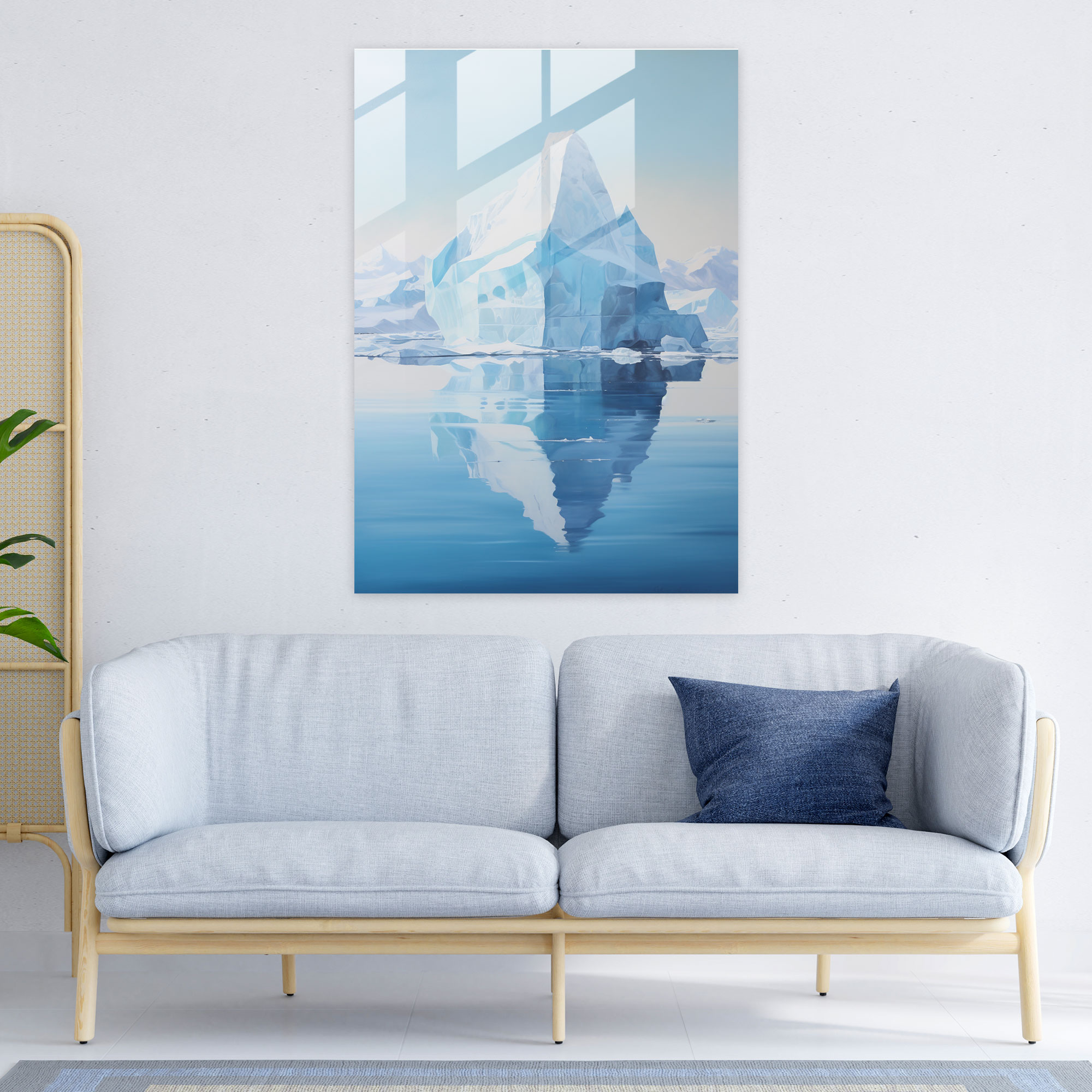 Yansıyan Buzdağı Cam Tablosu - Buzdağı Modern Sanat Duvar Dekorasyonu