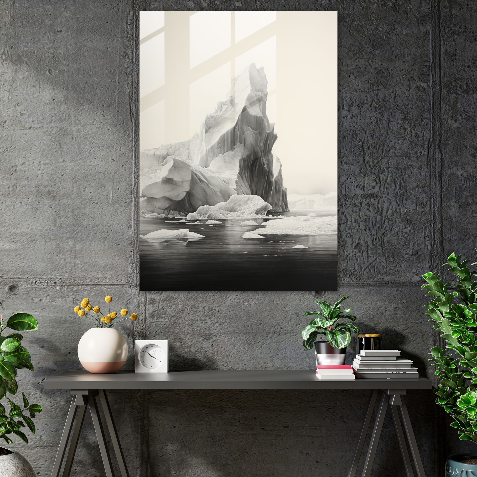 Misty Sea Iceberg Glass Print - Iceberg, Iceberg, Misty Sea, Awe