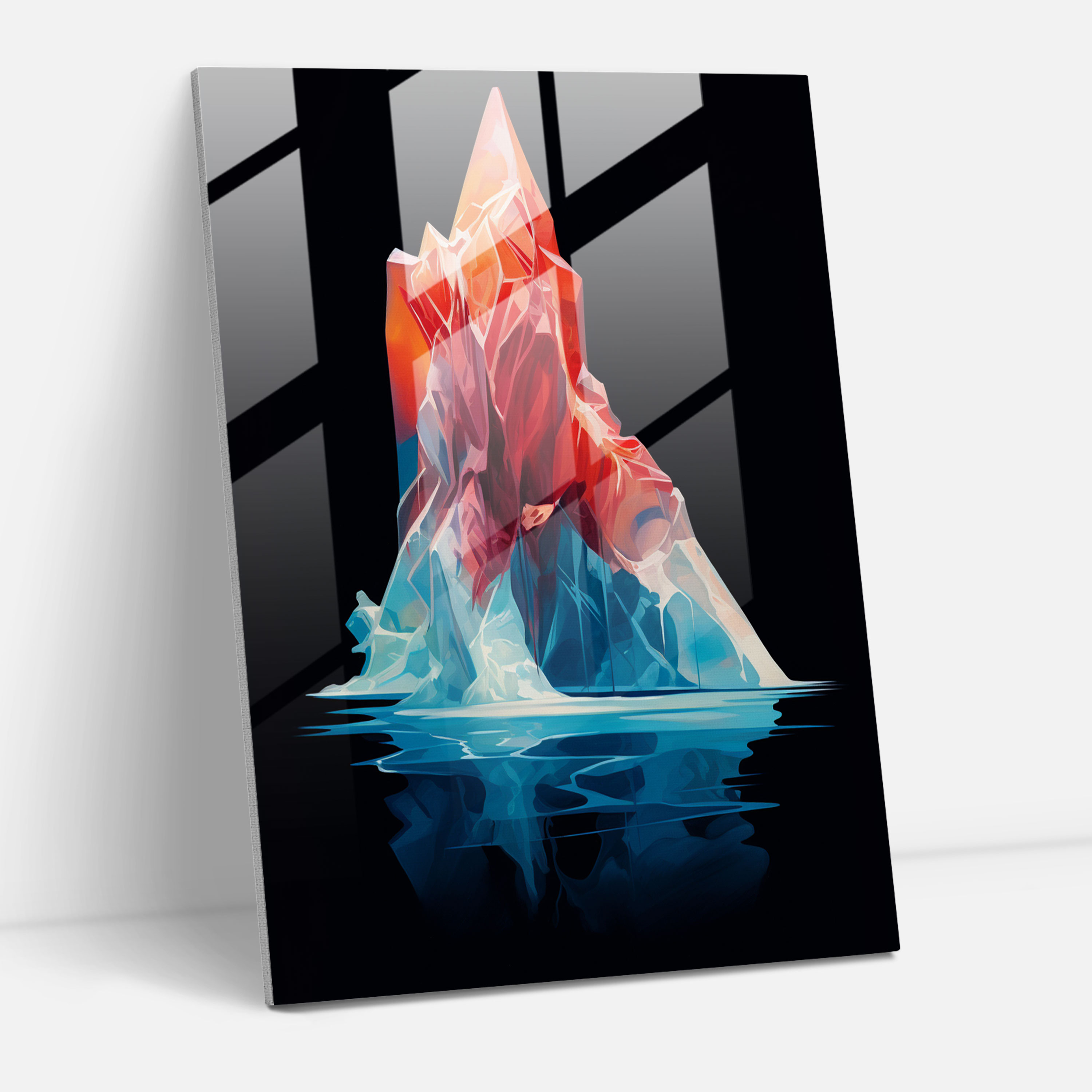 Climate Change Glass Print - Iceberg, Melting Iceberg, Thought-Provoking, Home Decoration