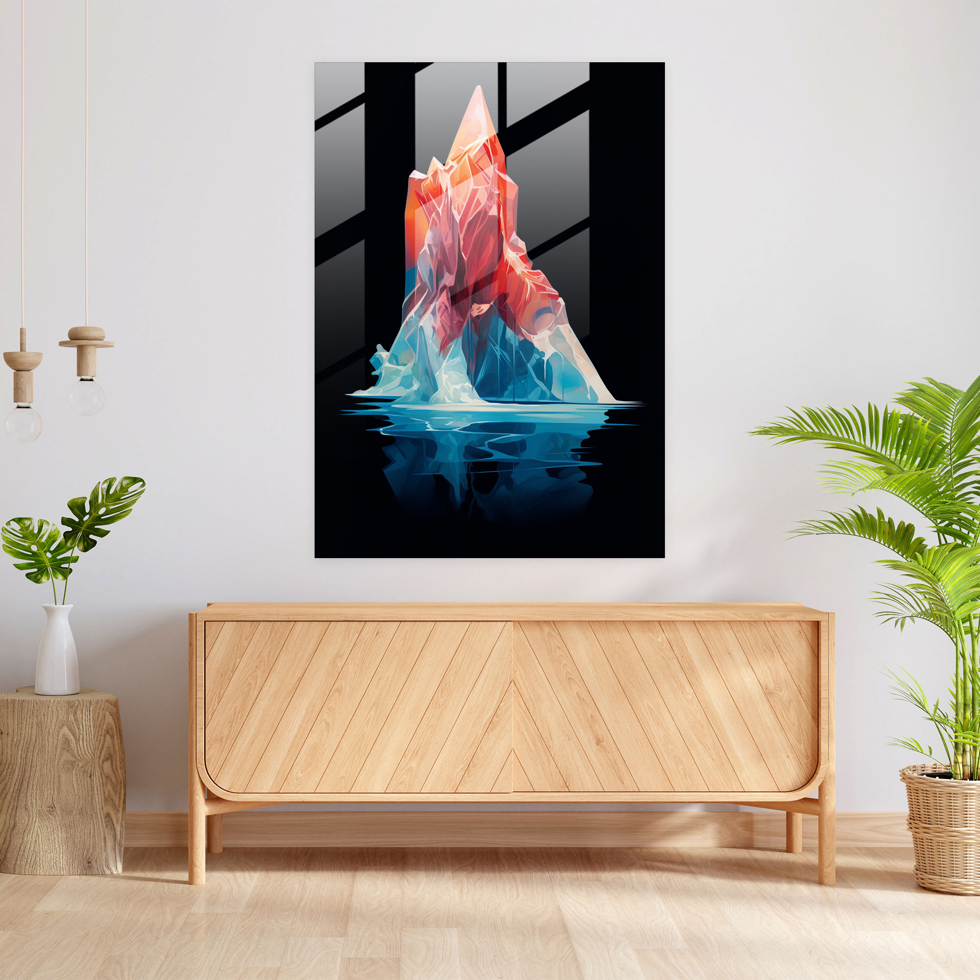 Climate Change Glass Print - Iceberg, Melting Iceberg, Thought-Provoking, Home Decoration