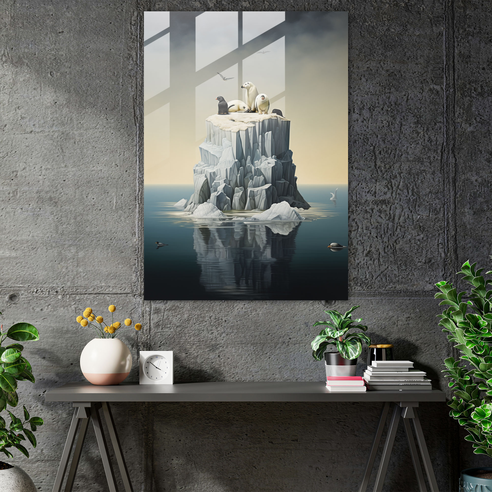Doğa Uyumunu Yansıtan Cam Tablo - Buzul Cam Tablo Modern Sanat Doğal Yaşam