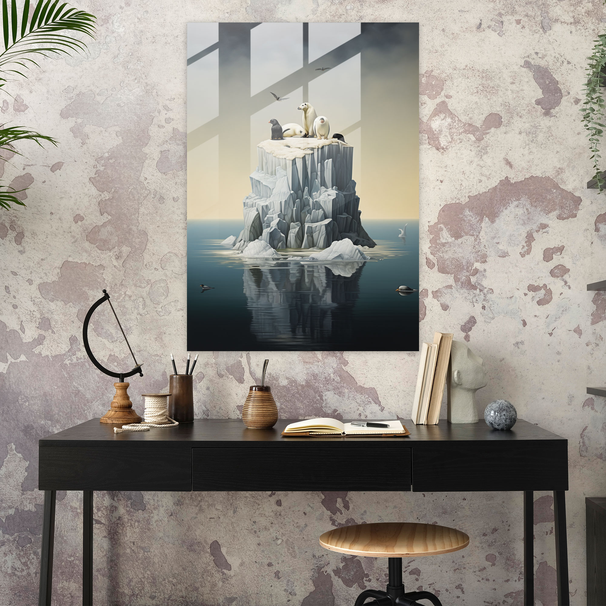 Doğa Uyumunu Yansıtan Cam Tablo - Buzul Cam Tablo Modern Sanat Doğal Yaşam