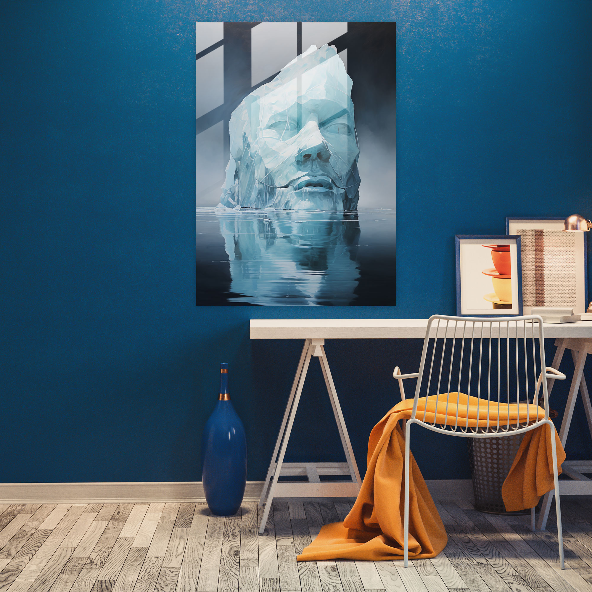 Emotional Reflections Glass Print - Iceberg, Glass Print, Textures, Intricate Patterns