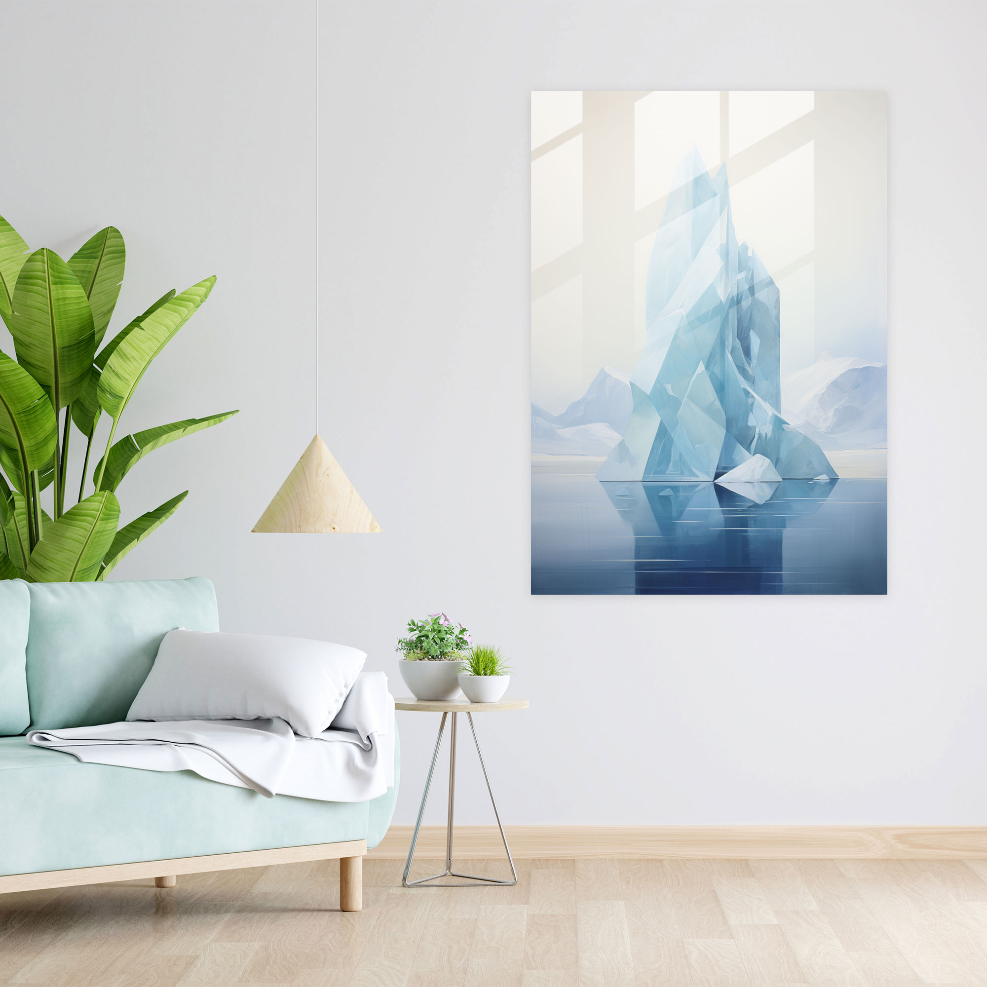 Geometric Balance Glass Print - Iceberg, Glass Art, Geometric Design, Home Decoration