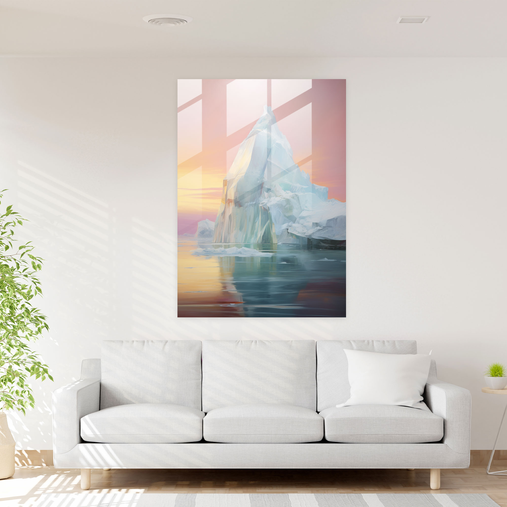 Dreamscape Buzdağı Cam Tablo - Buzdağı Pastel Renkler Huzur Veren Atmosfer