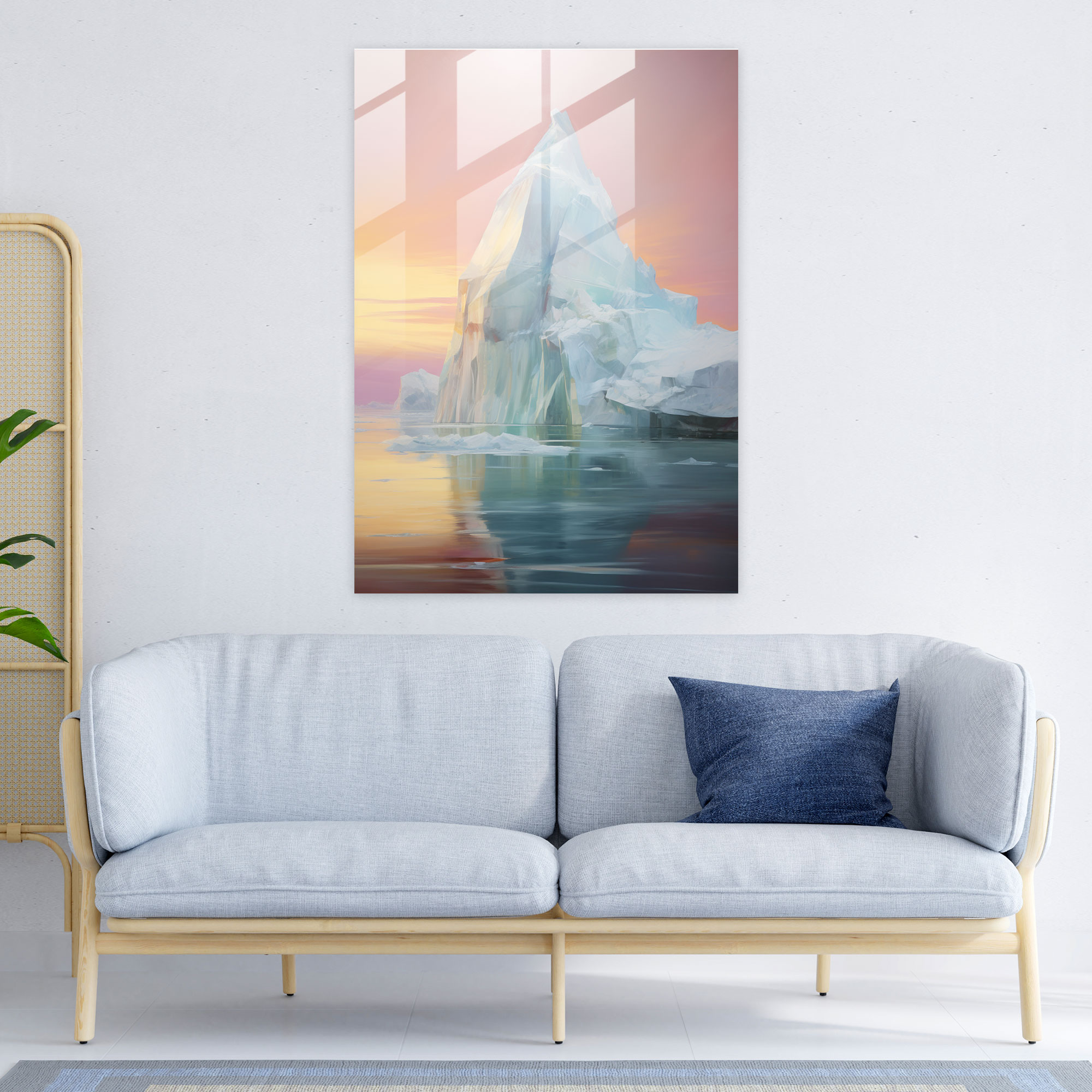 Dreamscape Buzdağı Cam Tablo - Buzdağı Pastel Renkler Huzur Veren Atmosfer
