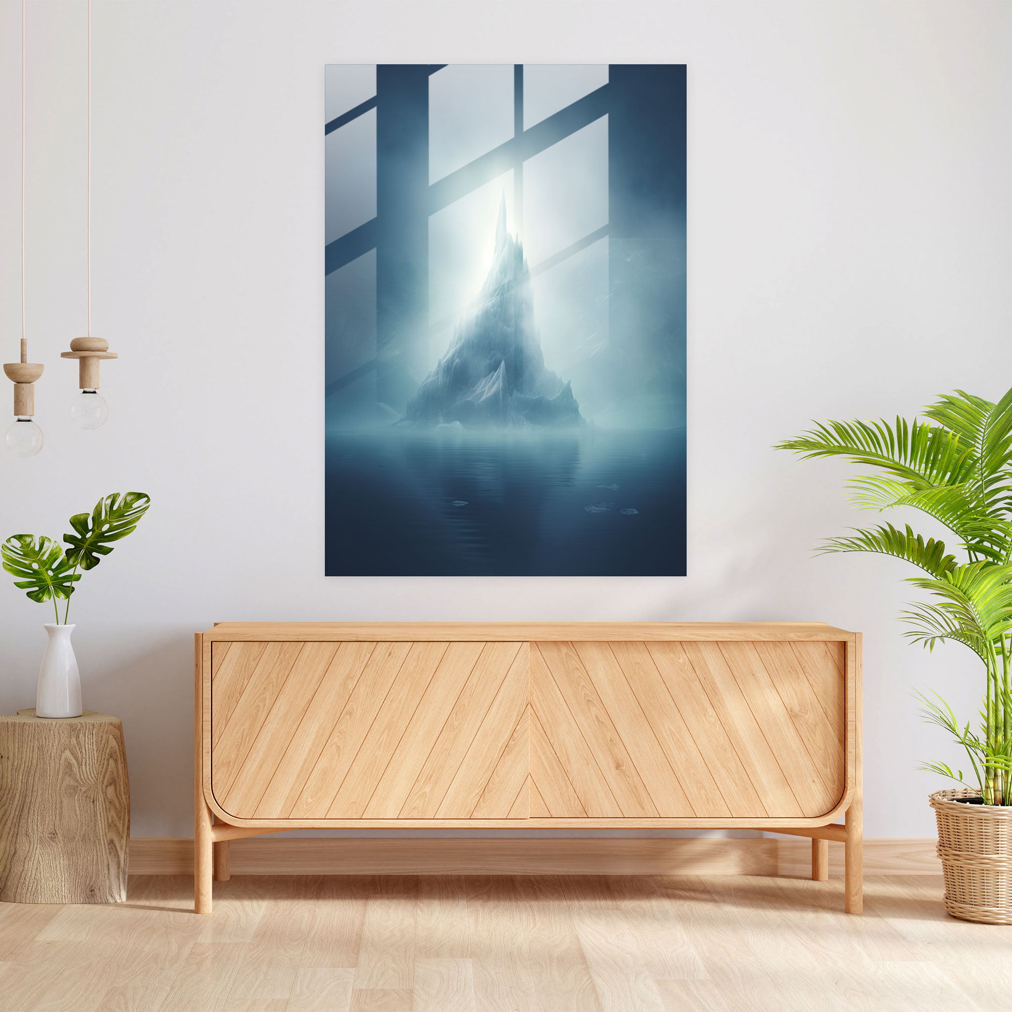Ethereal Iceberg Glass Print - Iceberg, Wall Decoration, Home Decoration, Ethereal
