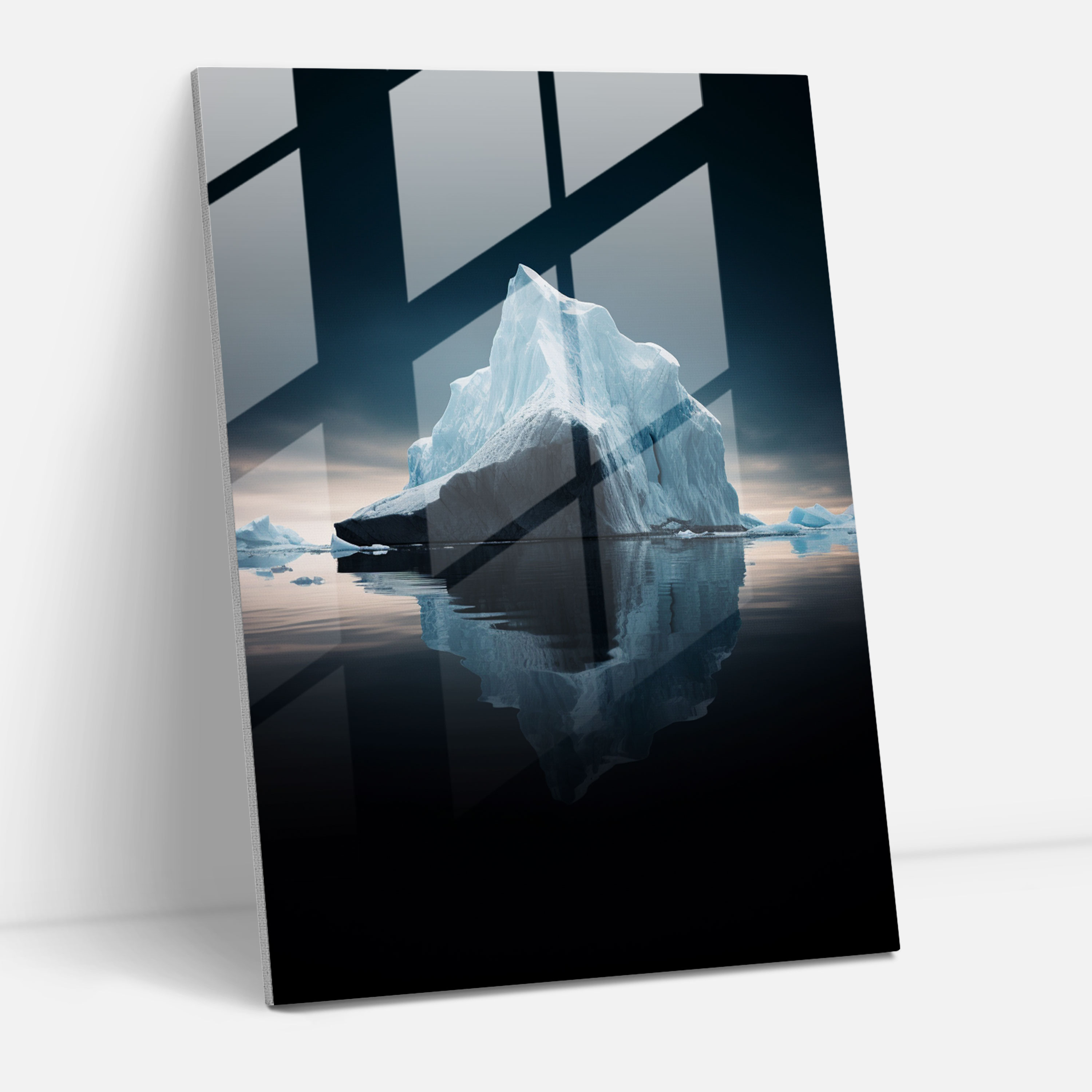 Breathtaking Iceberg Glass Print - Iceberg, Glass Art, Reflecting In Calm Waters, Home Decoration
