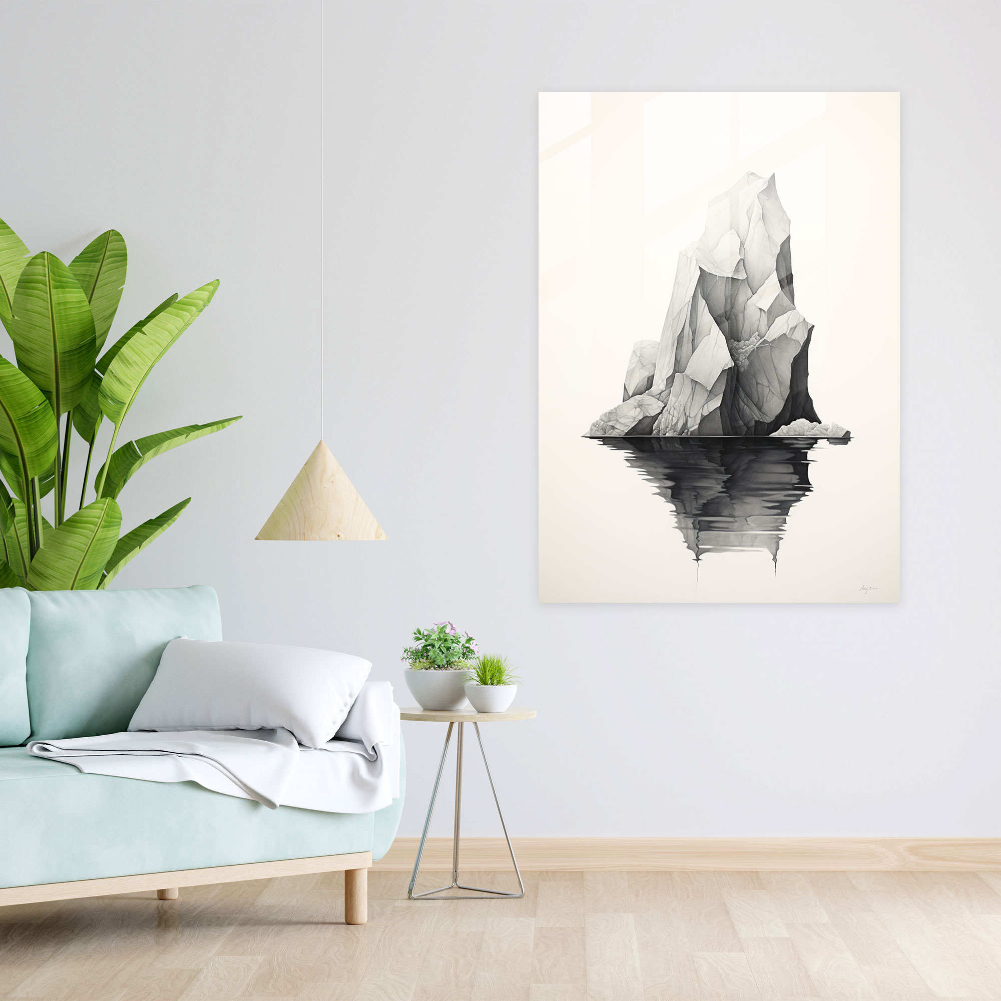 Minimalist Iceberg Glass Print - Iceberg, Modern Art, Serenity, Glass Print