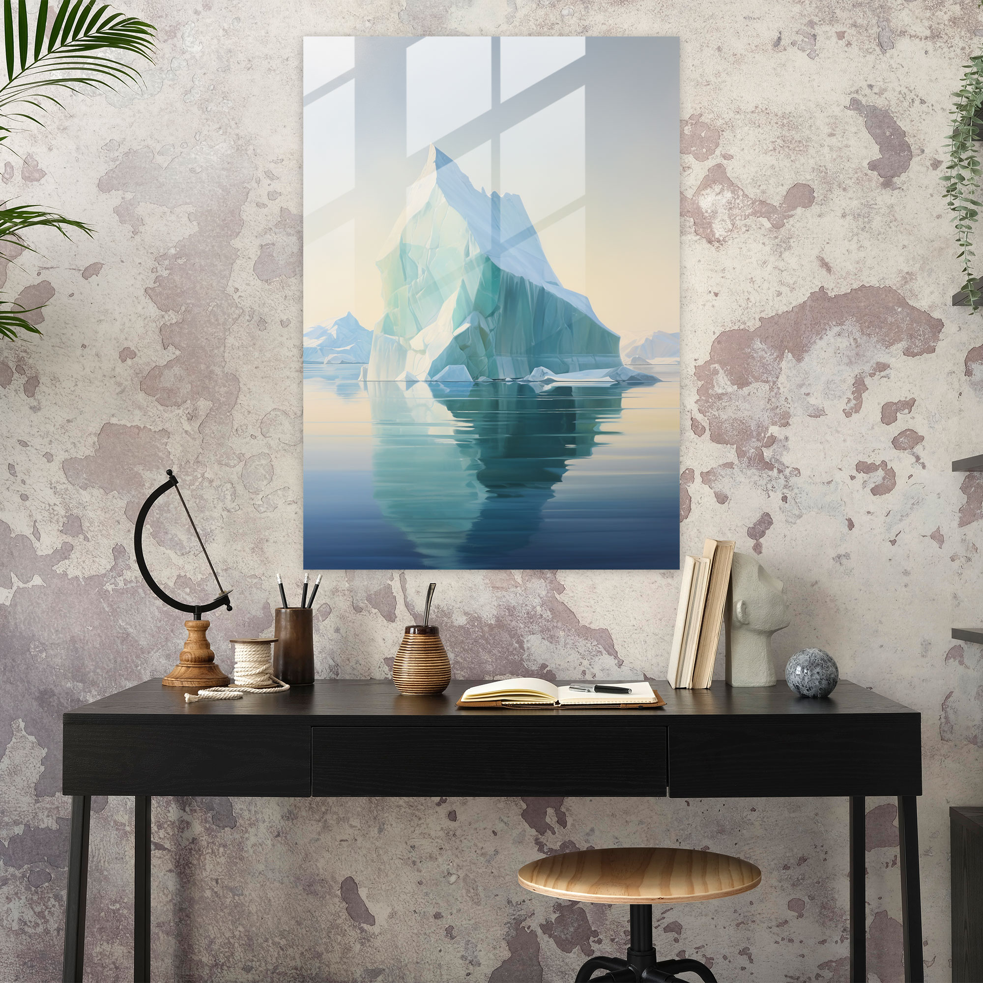 Dreamlike Iceberg Glass Print - Iceberg, Home Decoration, Glass Wall Art, Blurred Boundaries