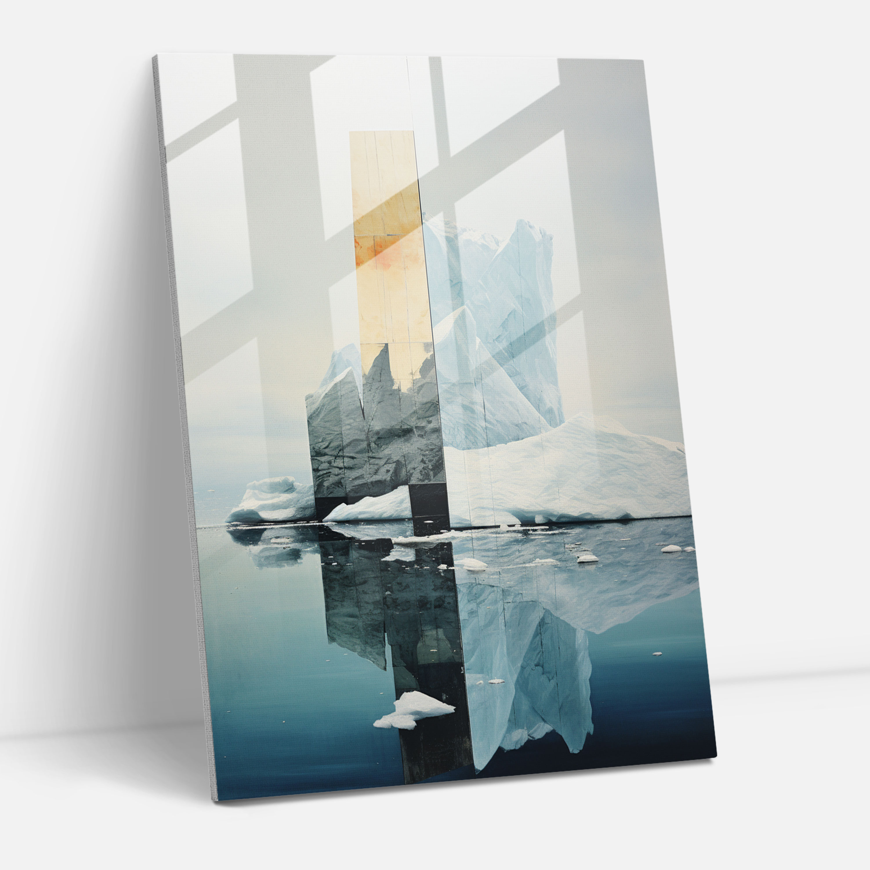 Duality Of Icebergs Glass Print - Iceberg, Photographs, Glass Print, Thought-Provoking Composition