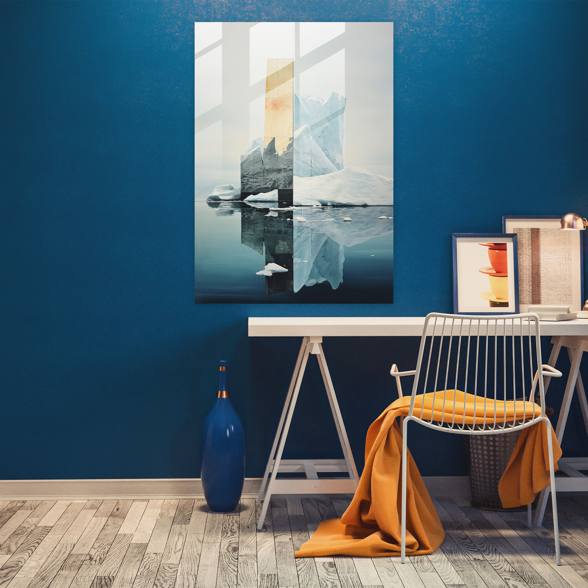 Duality Of Icebergs Glass Print - Iceberg, Photographs, Glass Print, Thought-Provoking Composition