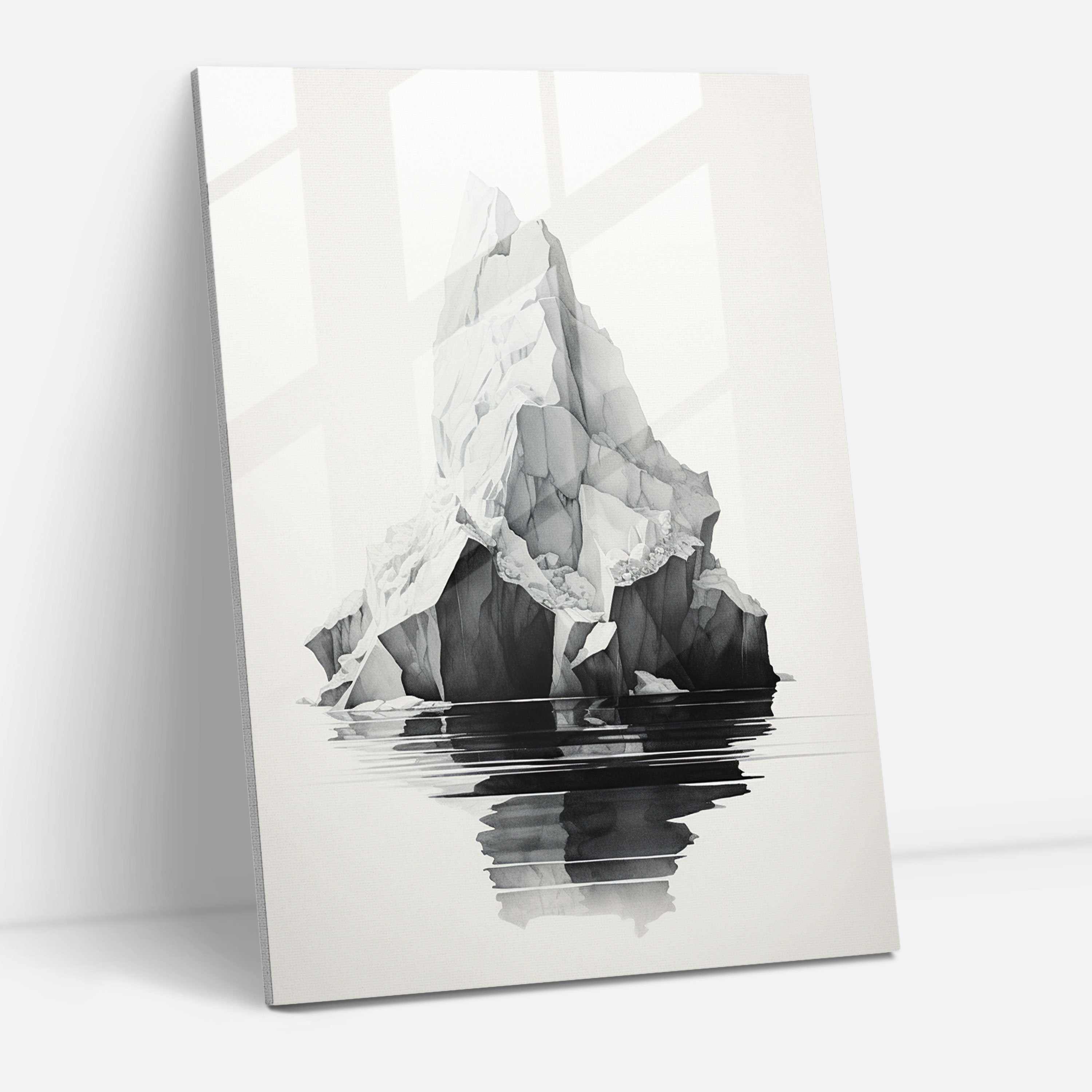 Tranquil Ink Iceberg Glass Print - Iceberg, Home Decoration, Wall Decoration, Glass Art