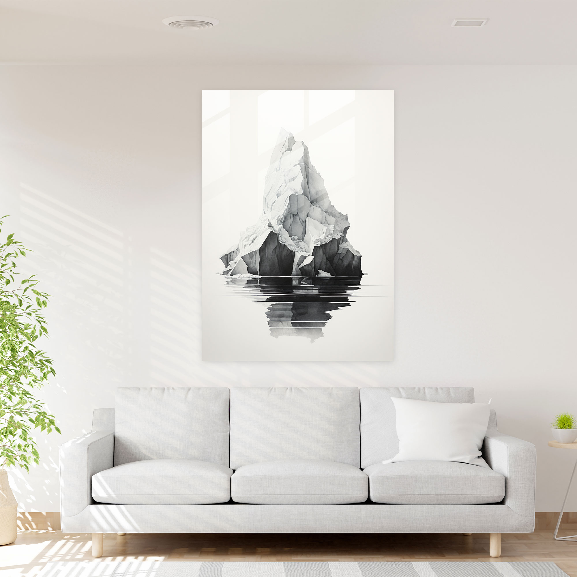 Tranquil Ink Iceberg Glass Print - Iceberg, Home Decoration, Wall Decoration, Glass Art