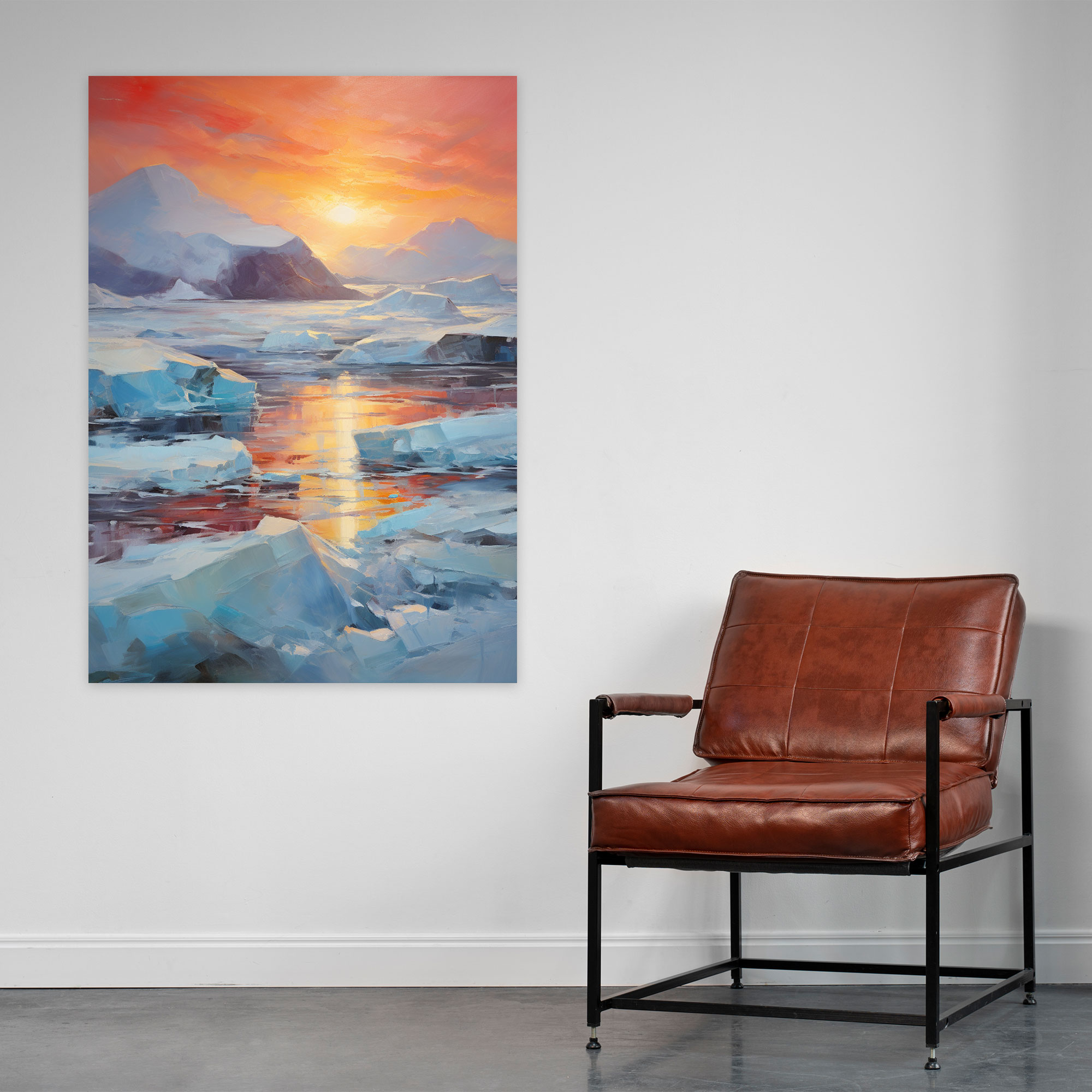 Sunset Iceberg Wall Decoration - Iceberg, Bold Brushstrokes, Home Decoration, Wall Decoration