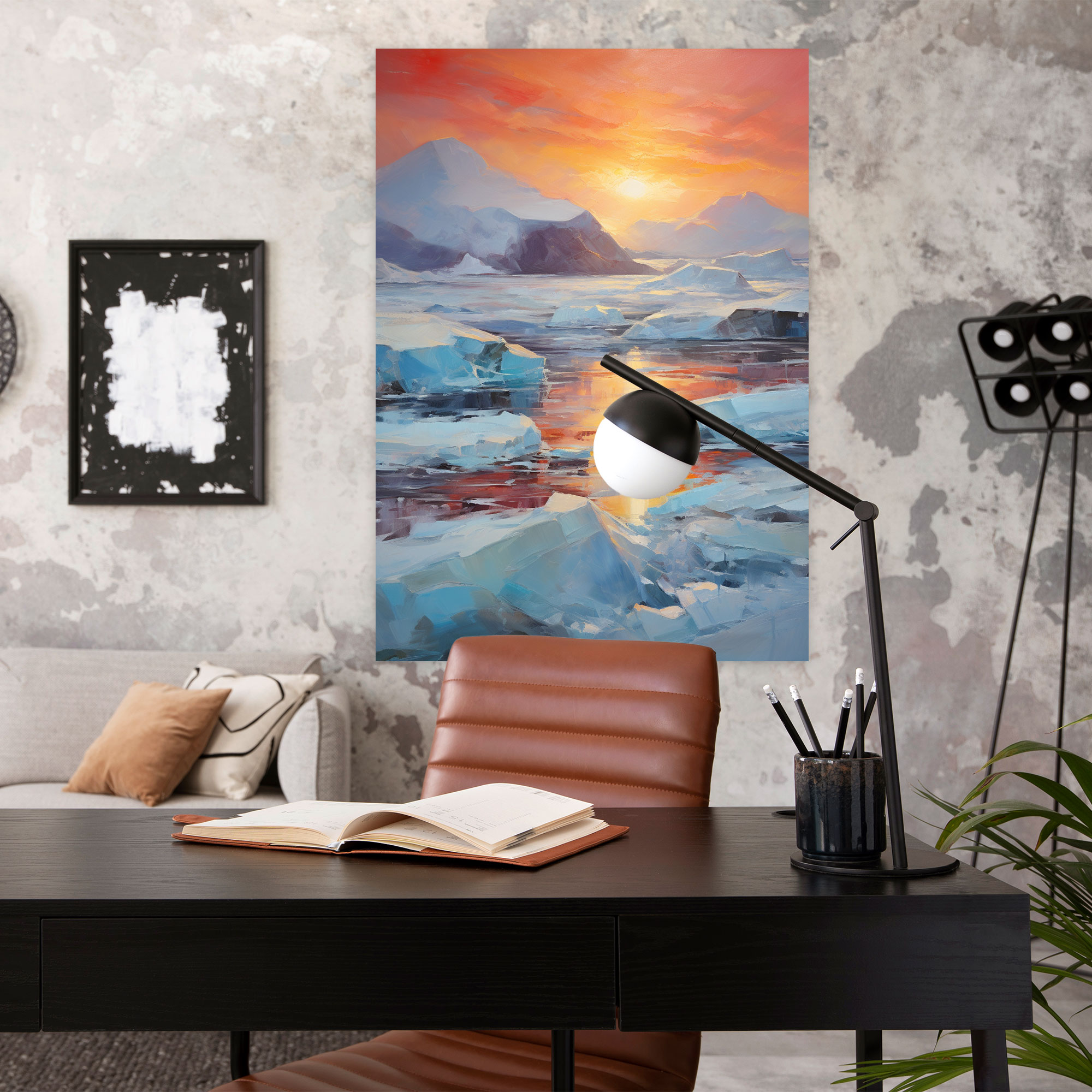 Sunset Iceberg Wall Decoration - Iceberg, Bold Brushstrokes, Home Decoration, Wall Decoration