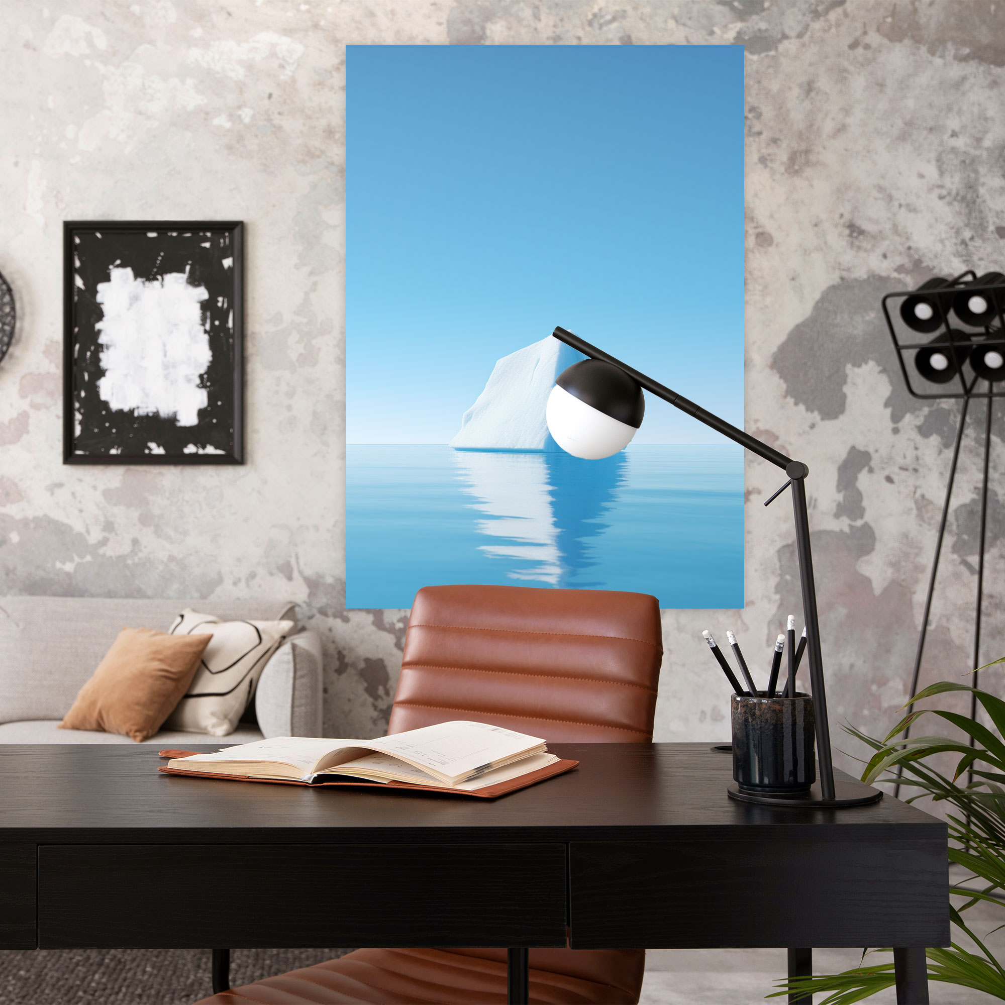 Solitary Iceberg Canvas Print - Iceberg, Canvas, Minimalist Photography, Solitary Iceberg