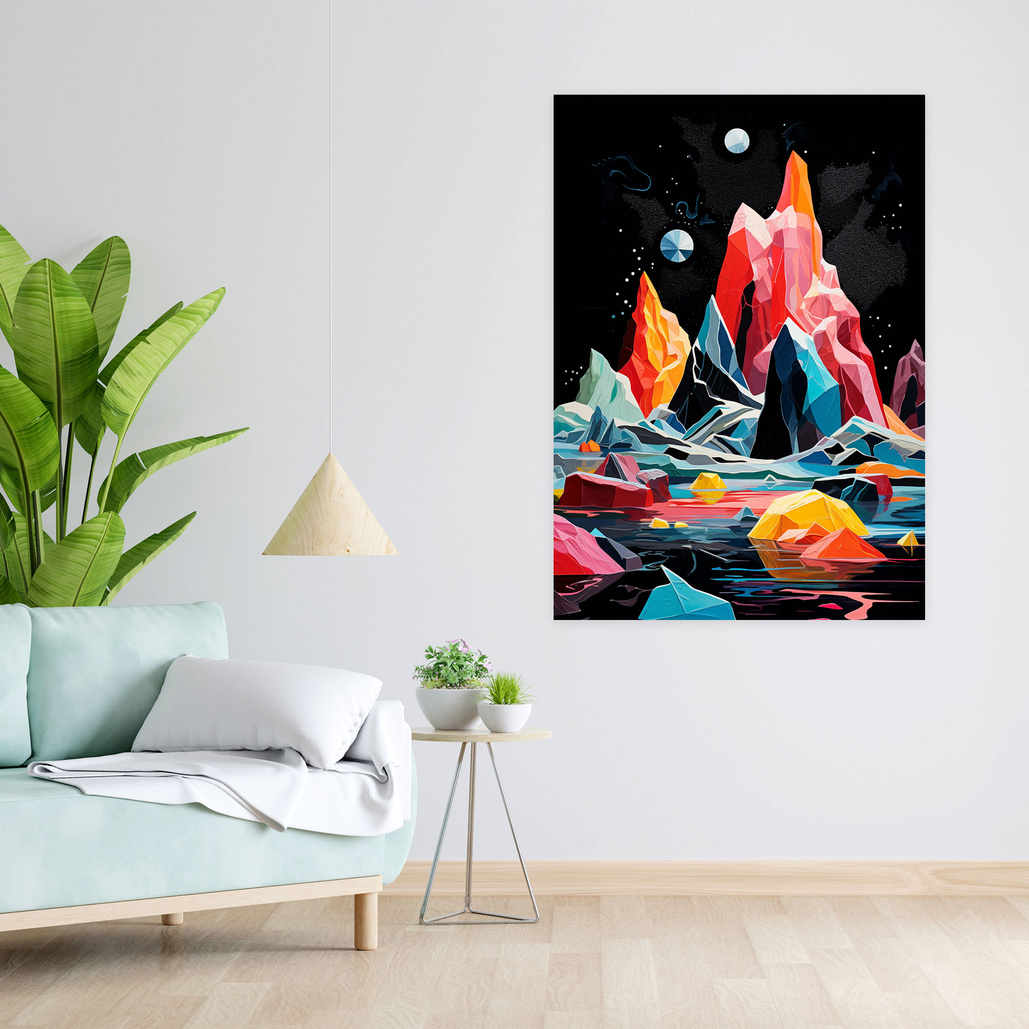 Colorful Icebergs Canvas Print - Iceberg, Home Decoration, Black Background, Wall Art
