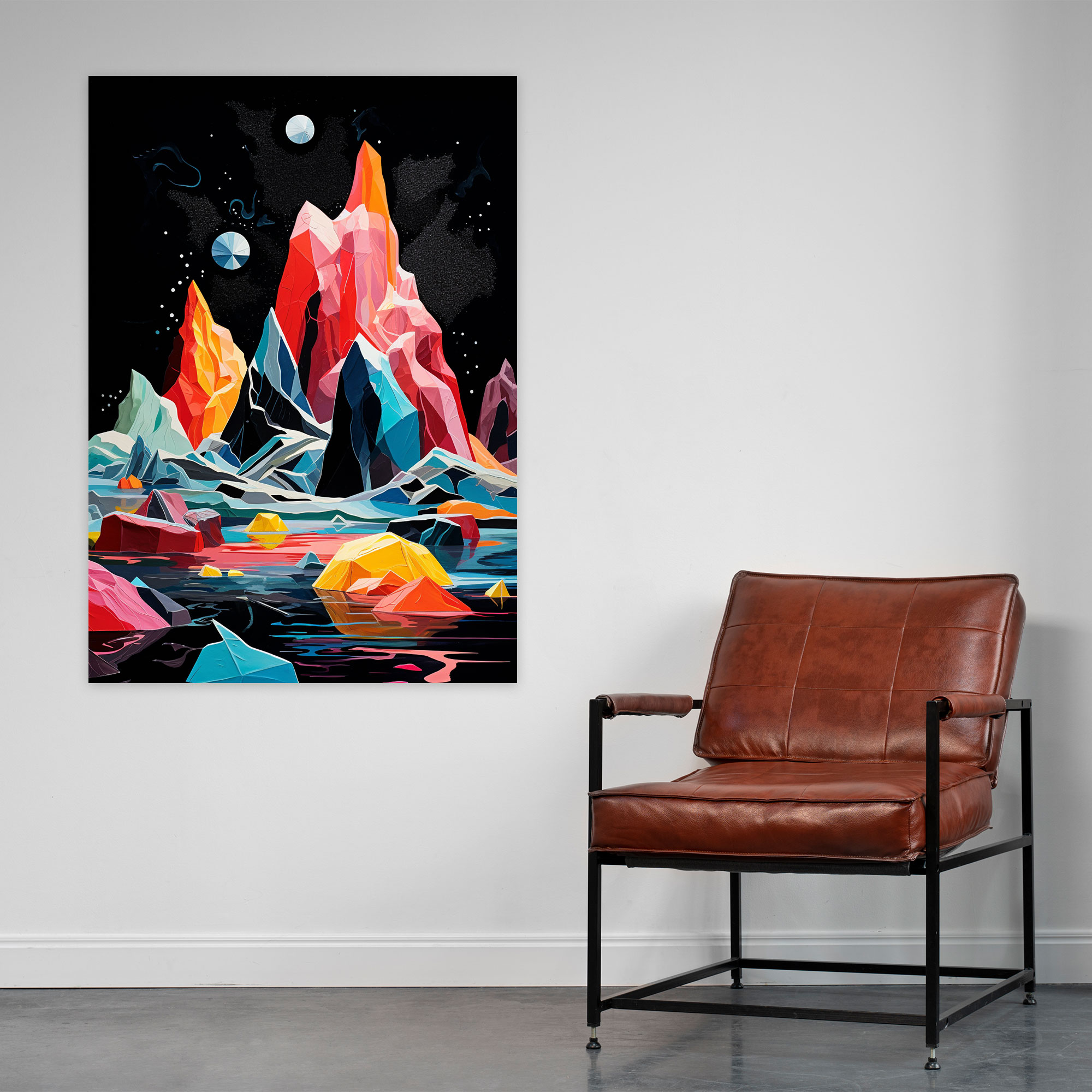 Colorful Icebergs Canvas Print - Iceberg, Home Decoration, Black Background, Wall Art