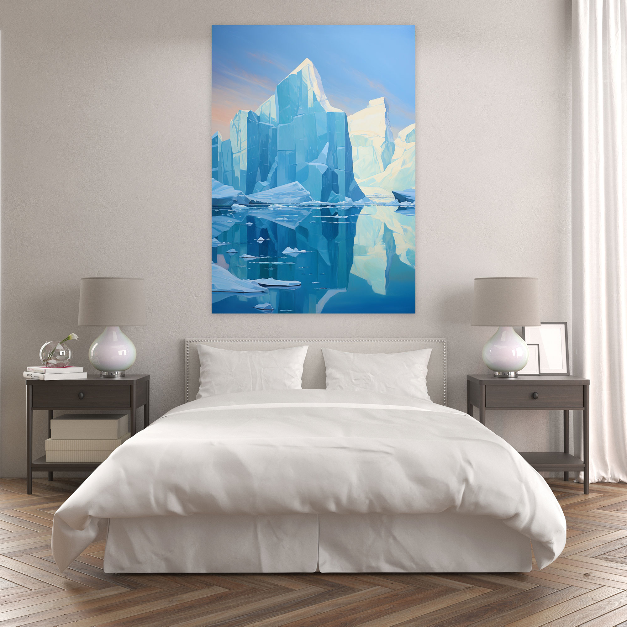 Serene Iceberg Canvas Print - Iceberg, Wall Art, Canvas Wall Art, Distant Iceberg