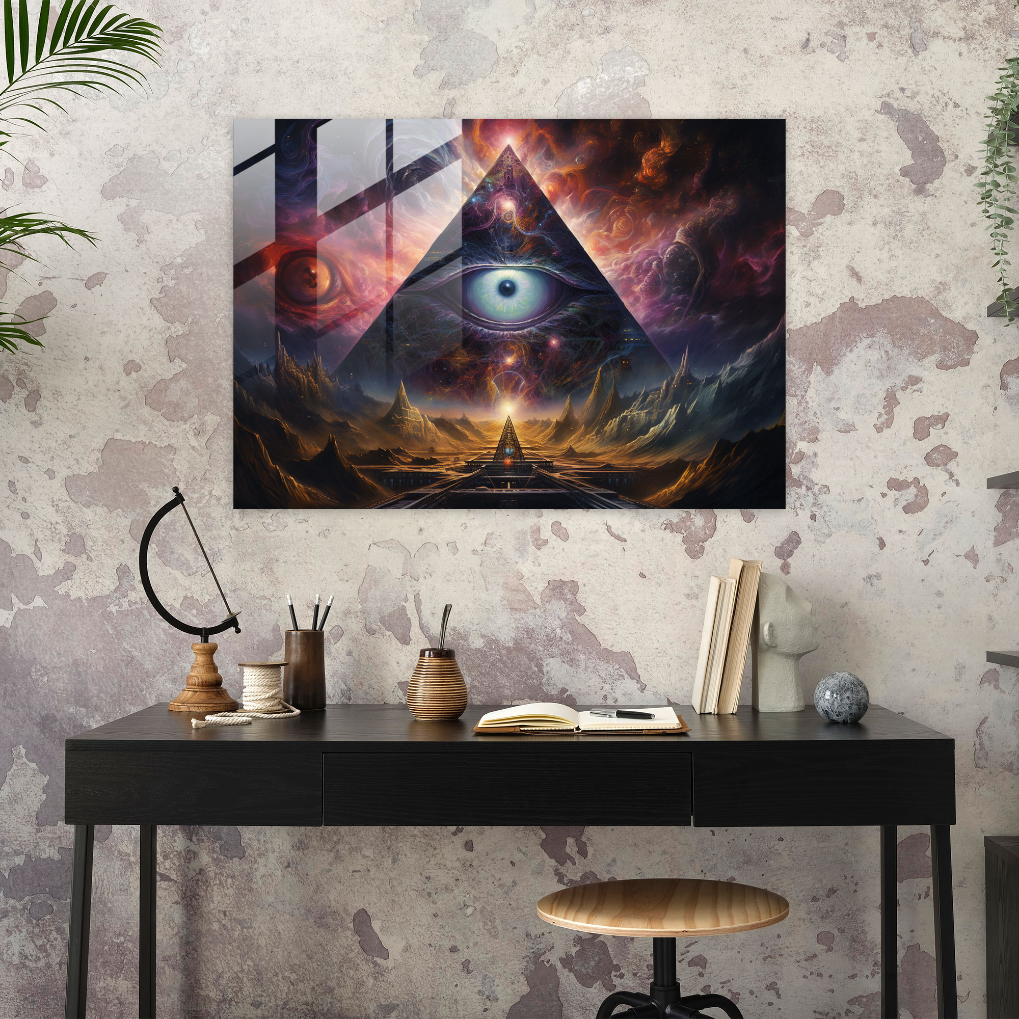 Illuminati Kozmik Cam Duvar Sanatı - Ev Dekorasyonu Duvar Dekorasyonu