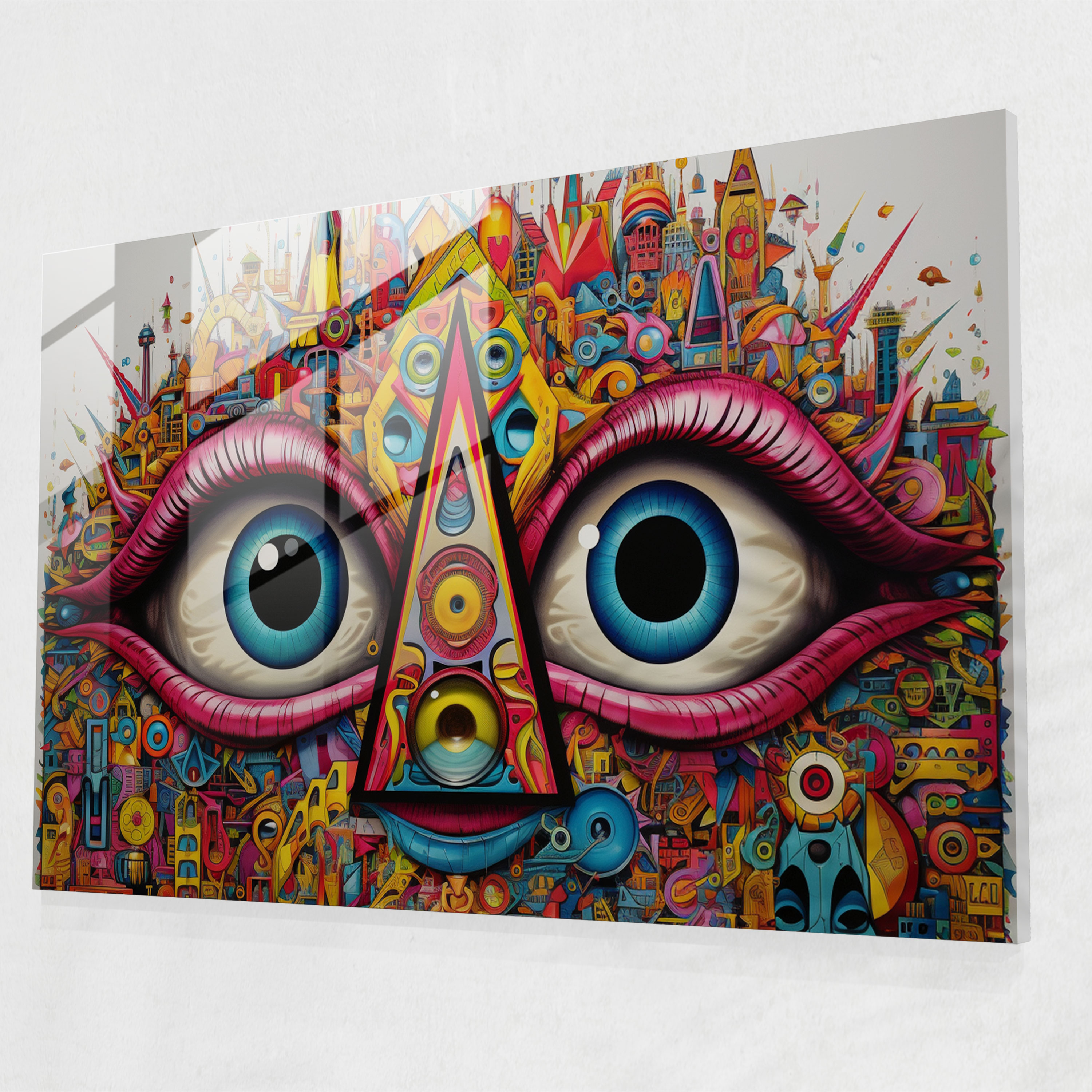 Illuminati Pop Art Cam Tablo - Ünlü Simgeler Canlı Renkler