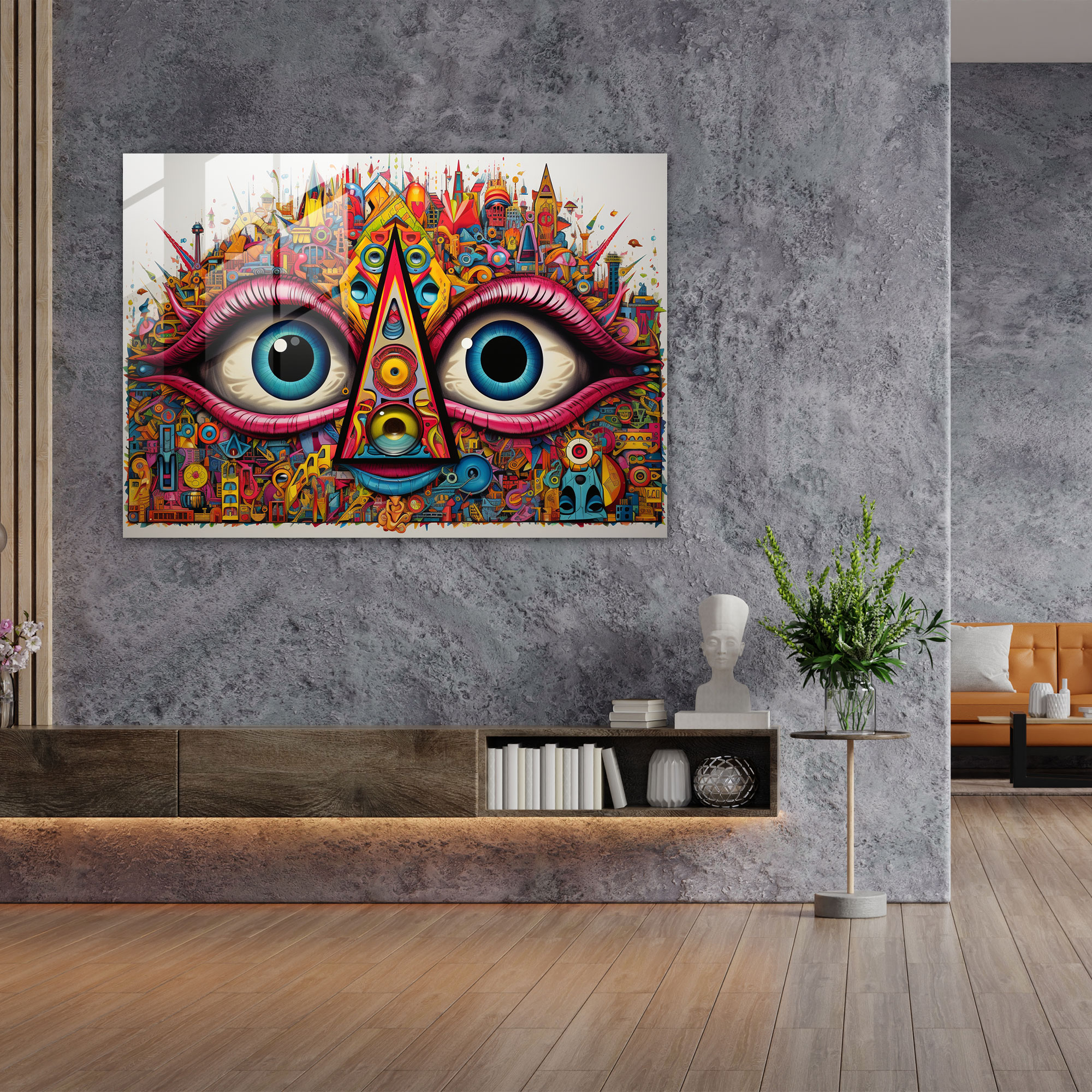 Illuminati Pop Art Cam Tablo - Ünlü Simgeler Canlı Renkler