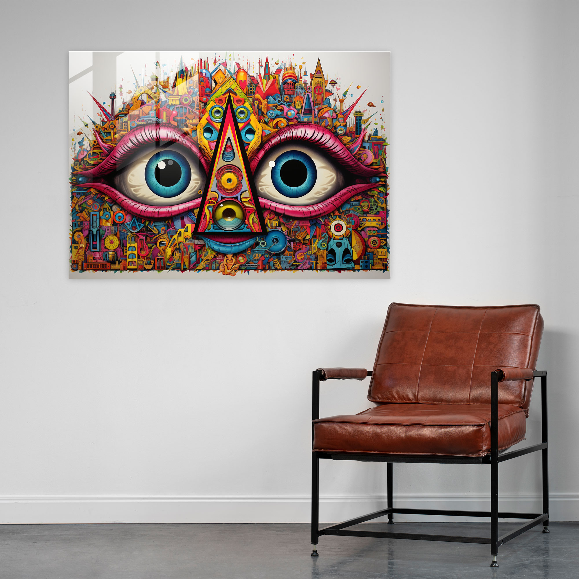 Illuminati Pop Art Cam Tablo - Ünlü Simgeler Canlı Renkler