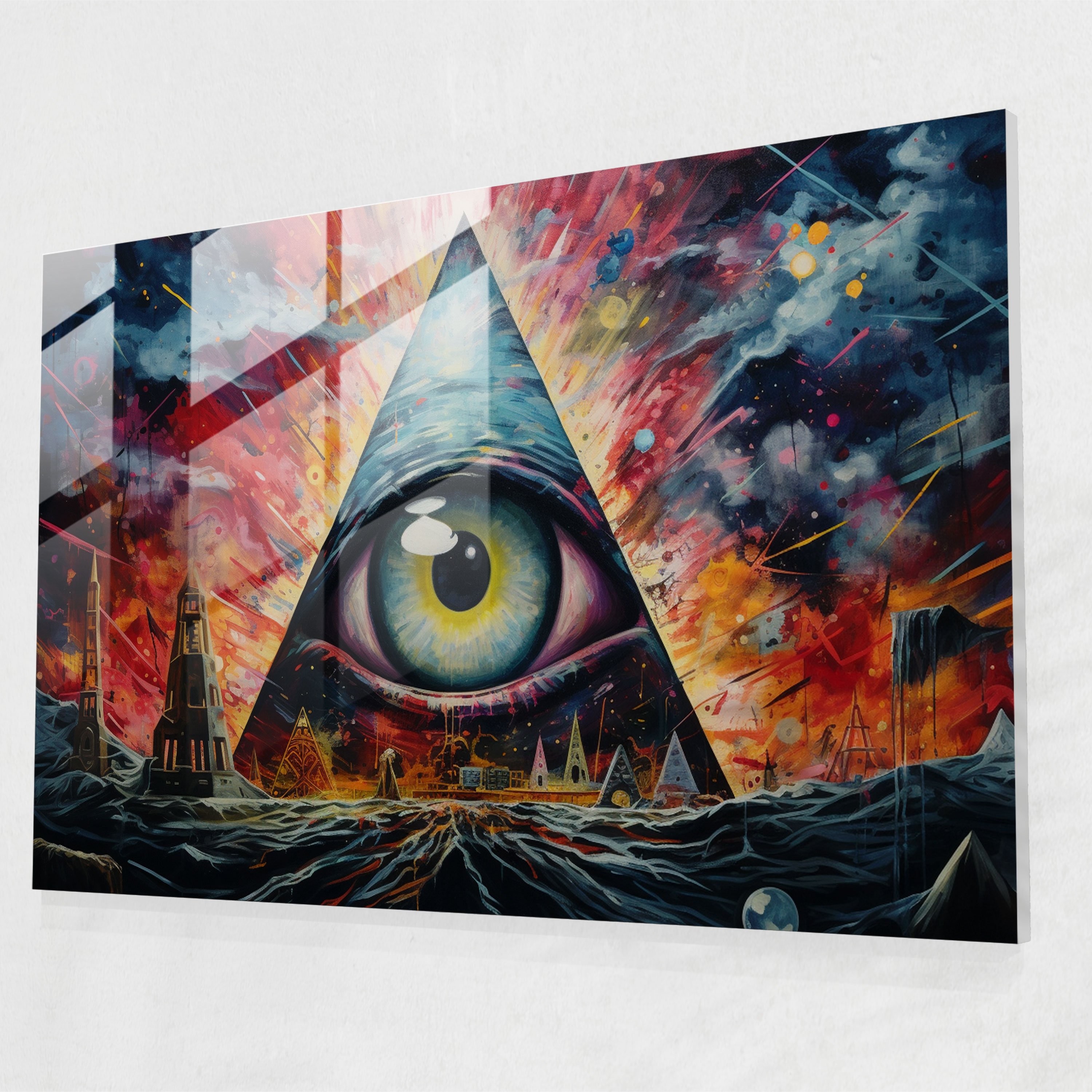 Illuminati Expressionist Glass Print - Illuminati, Expressionist Painting, Glass Print, Glass Wall Art