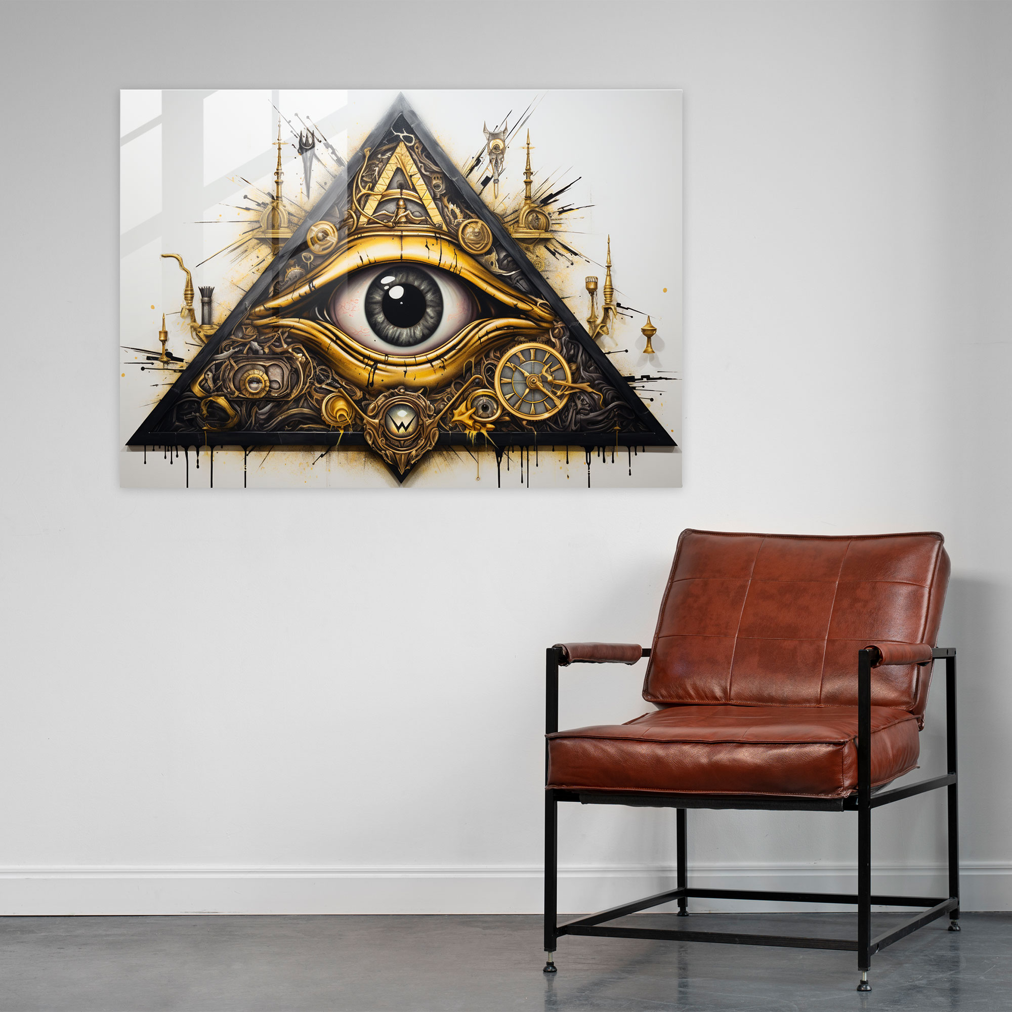 Illuminati Symbolic Glass Wall Art - Illuminati, Modern Interpretation, Visually Stunning, Iconic Symbols