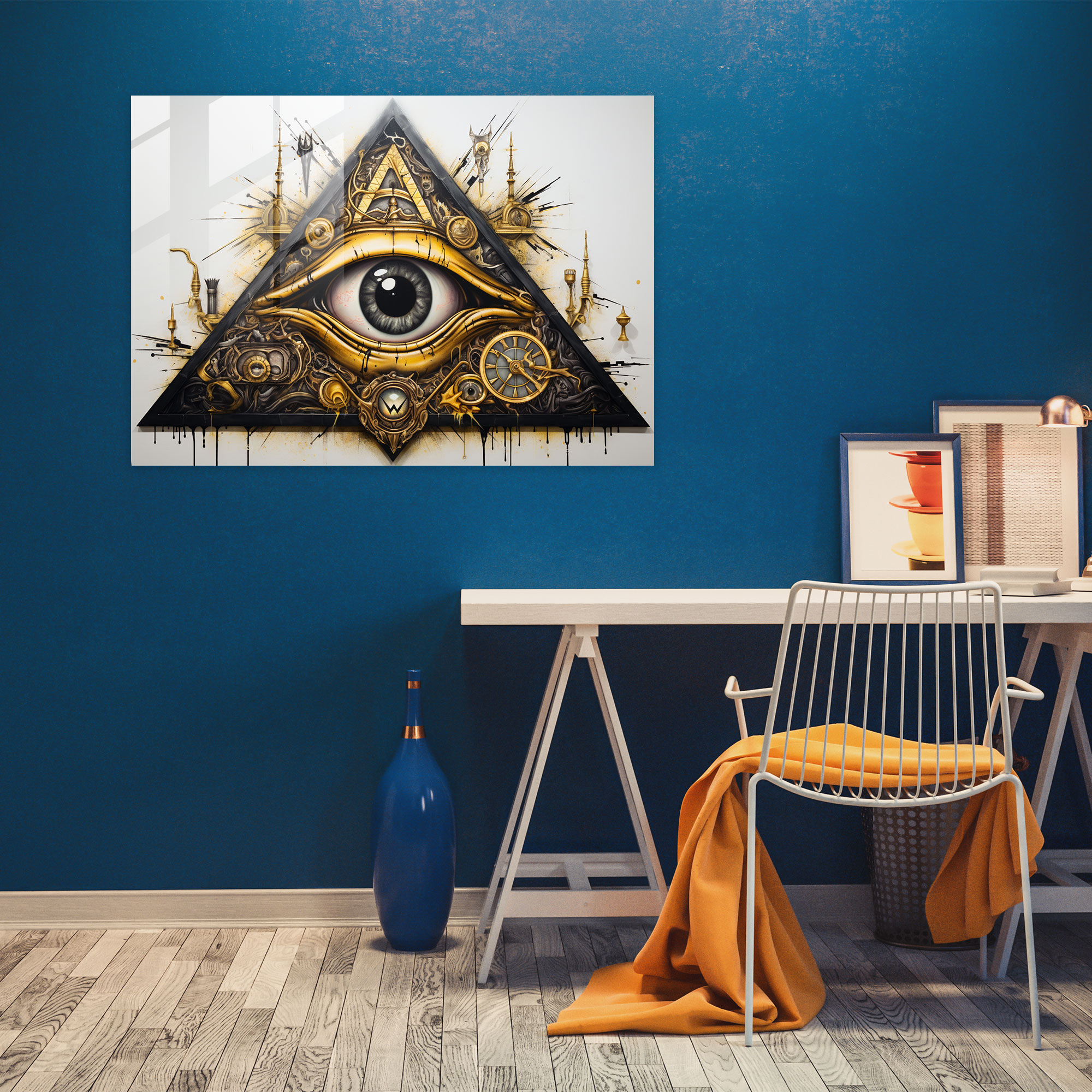 Illuminati Symbolic Glass Wall Art - Illuminati, Modern Interpretation, Visually Stunning, Iconic Symbols