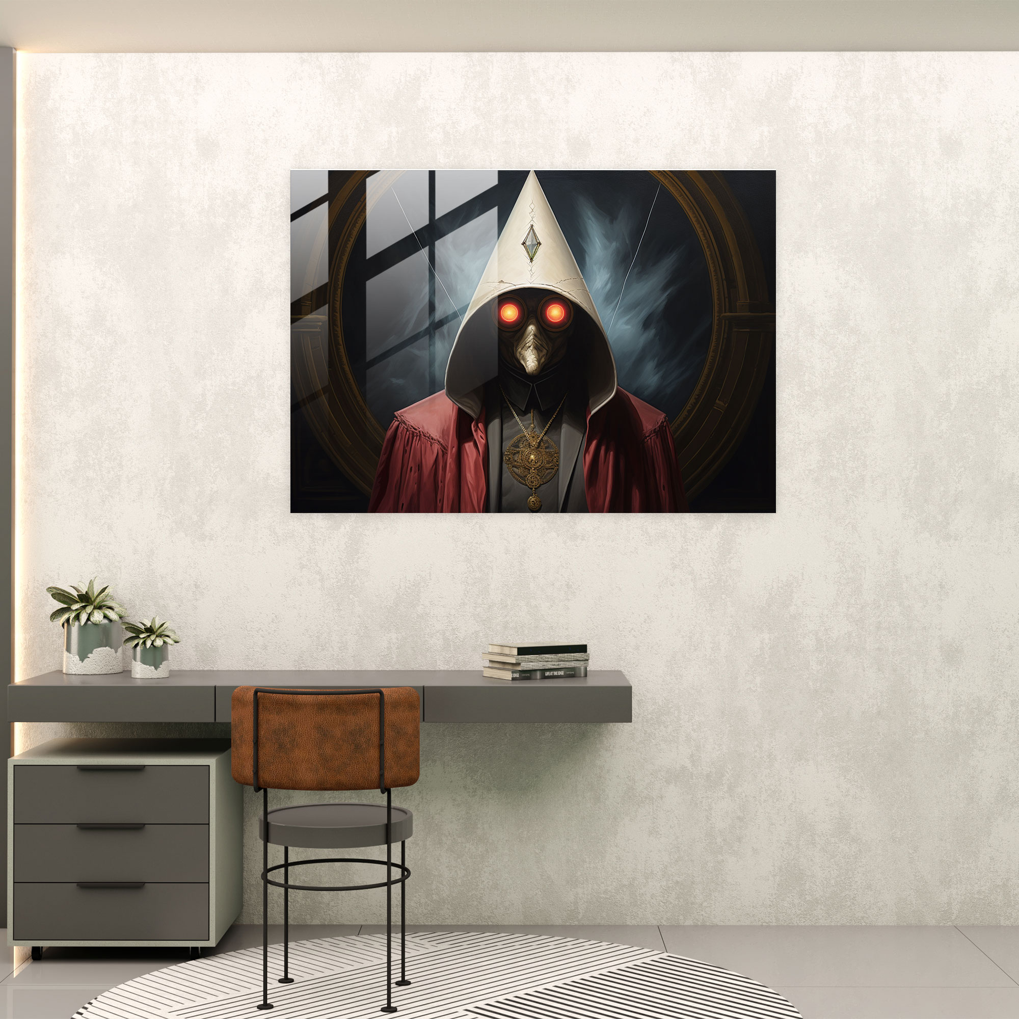 Illuminati Portre Cam Tablo - Ev Dekorasyonu Gizemli Portre