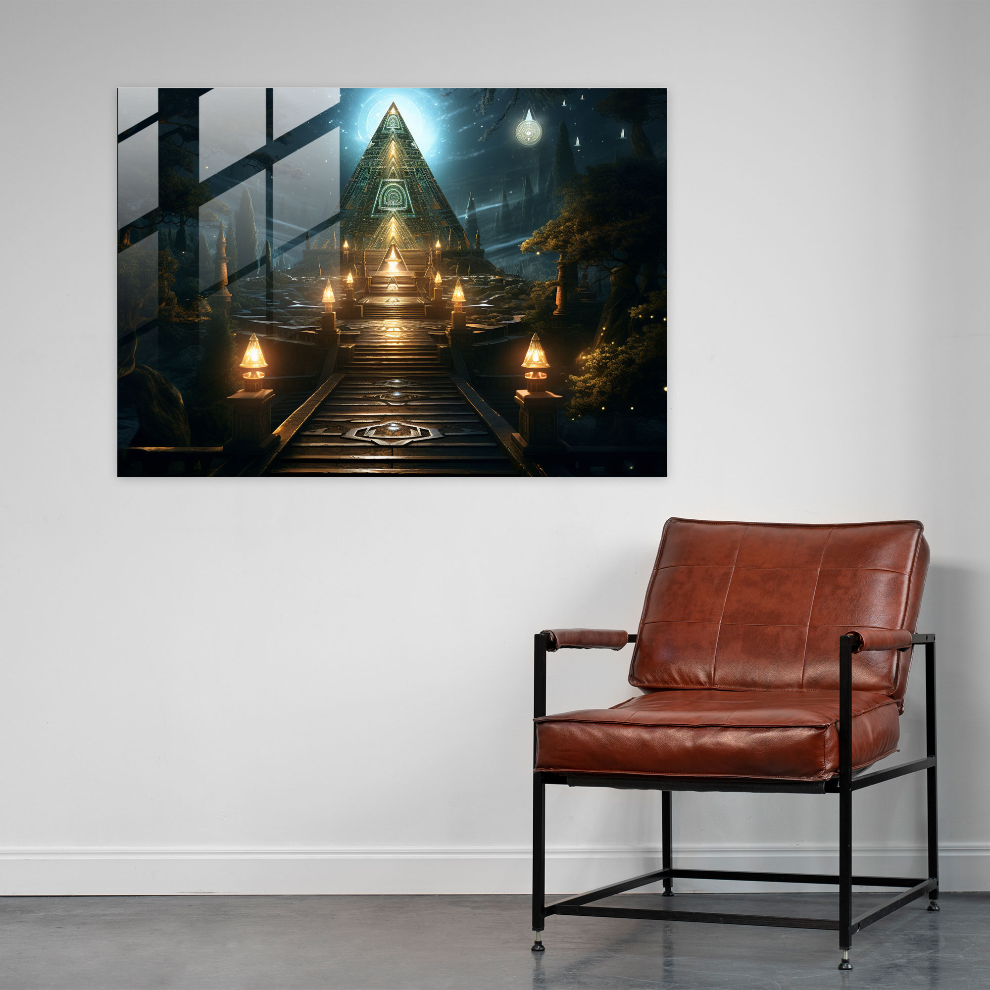 Pathway To Illuminati Glass Print - Illuminati, Luminous Pathway, Ancient Symbols, Glass Wall Art