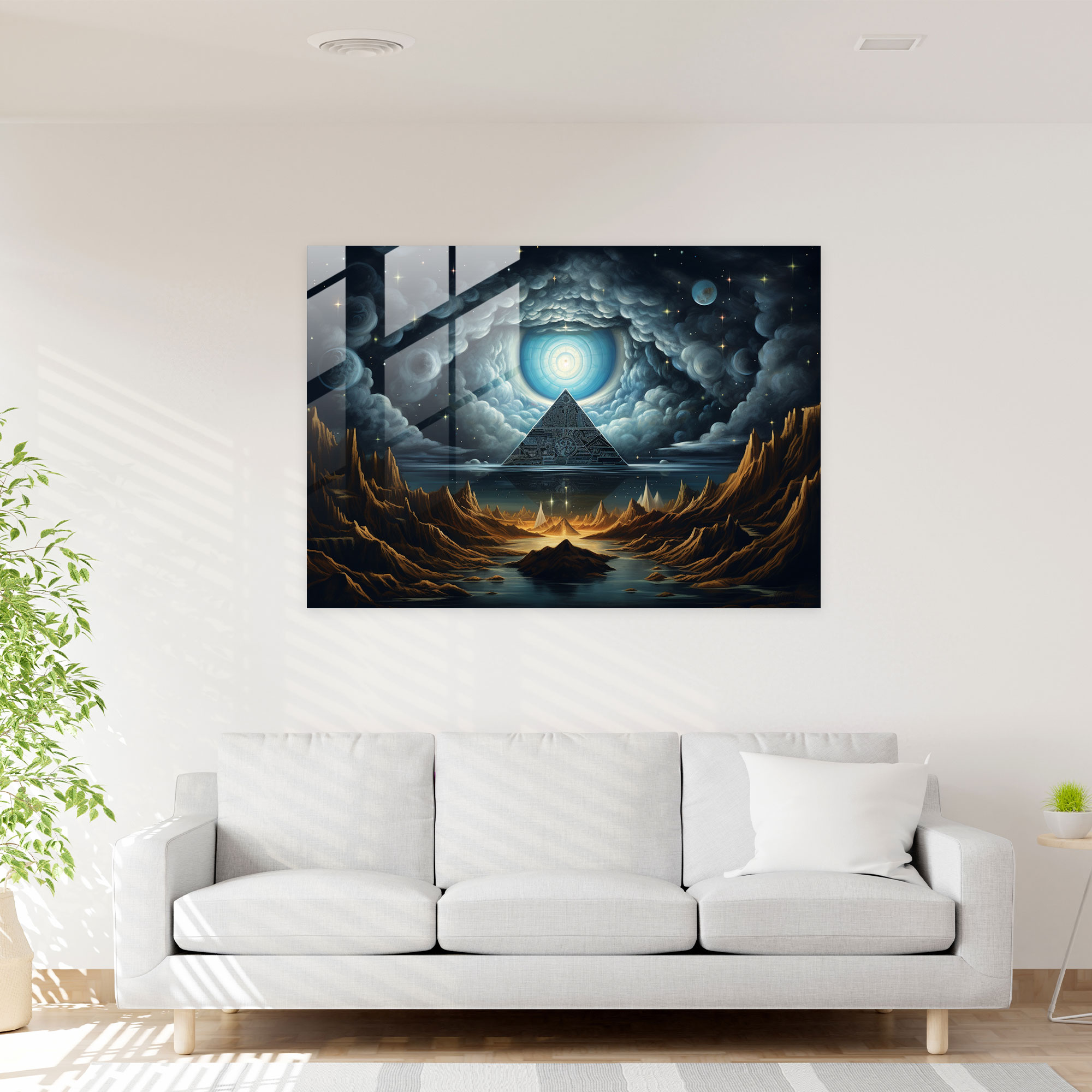 Mystic Illuminati Glass Wall Art - Illuminati, Eye In Pyramid, Glass Print, Surreal Artwork