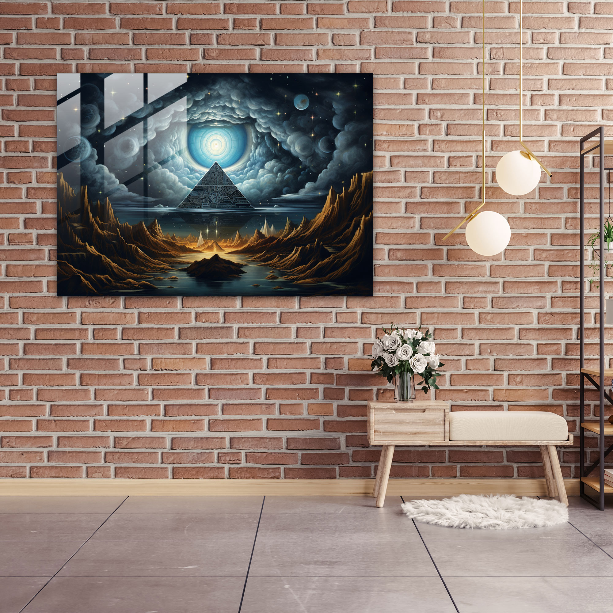 Mystic Illuminati Glass Wall Art - Illuminati, Eye In Pyramid, Glass Print, Surreal Artwork