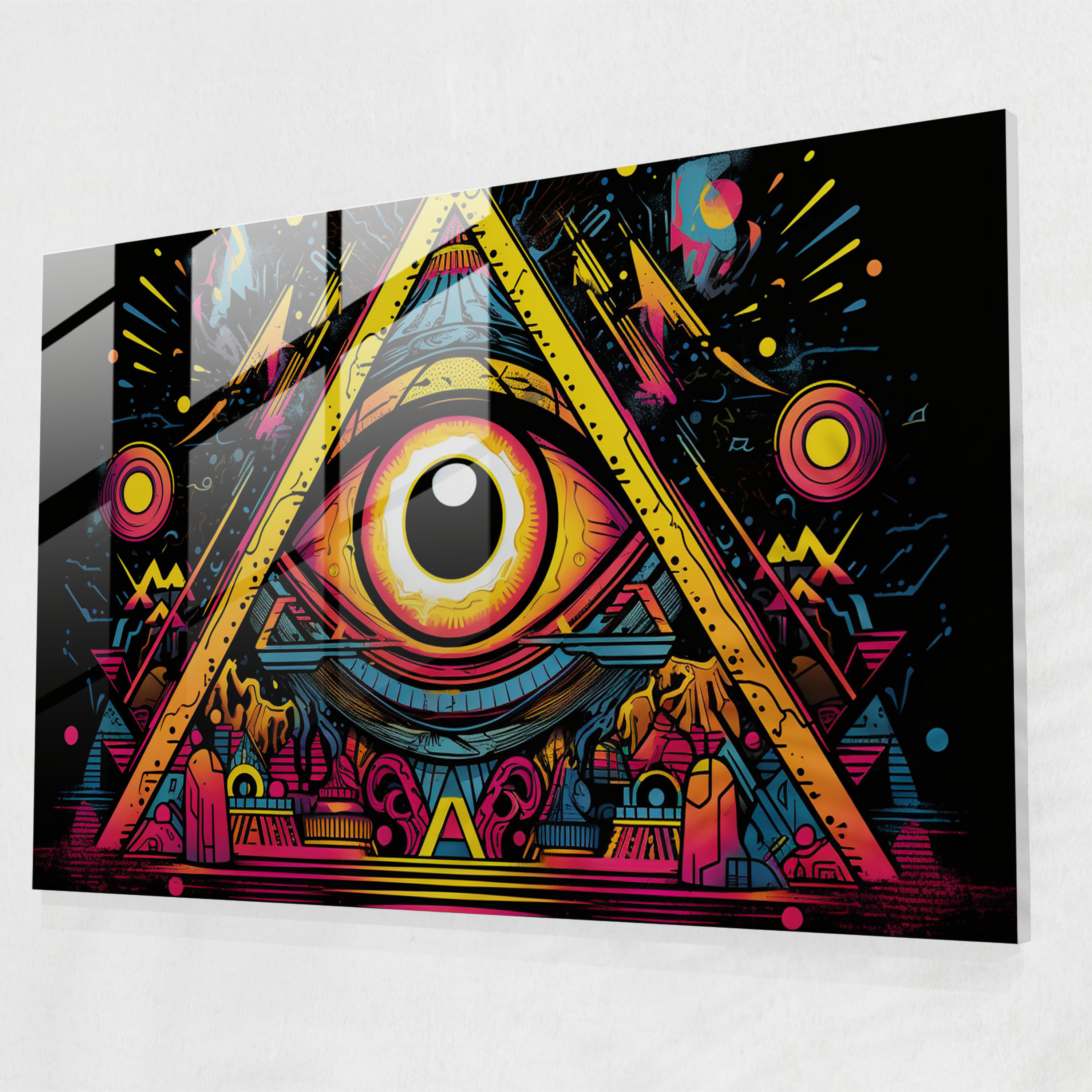 Canlı Illuminati Cam Sanatı - Aydınlatıcı Modern Tasarım Cam Duvar Sanatı Modern Sanat