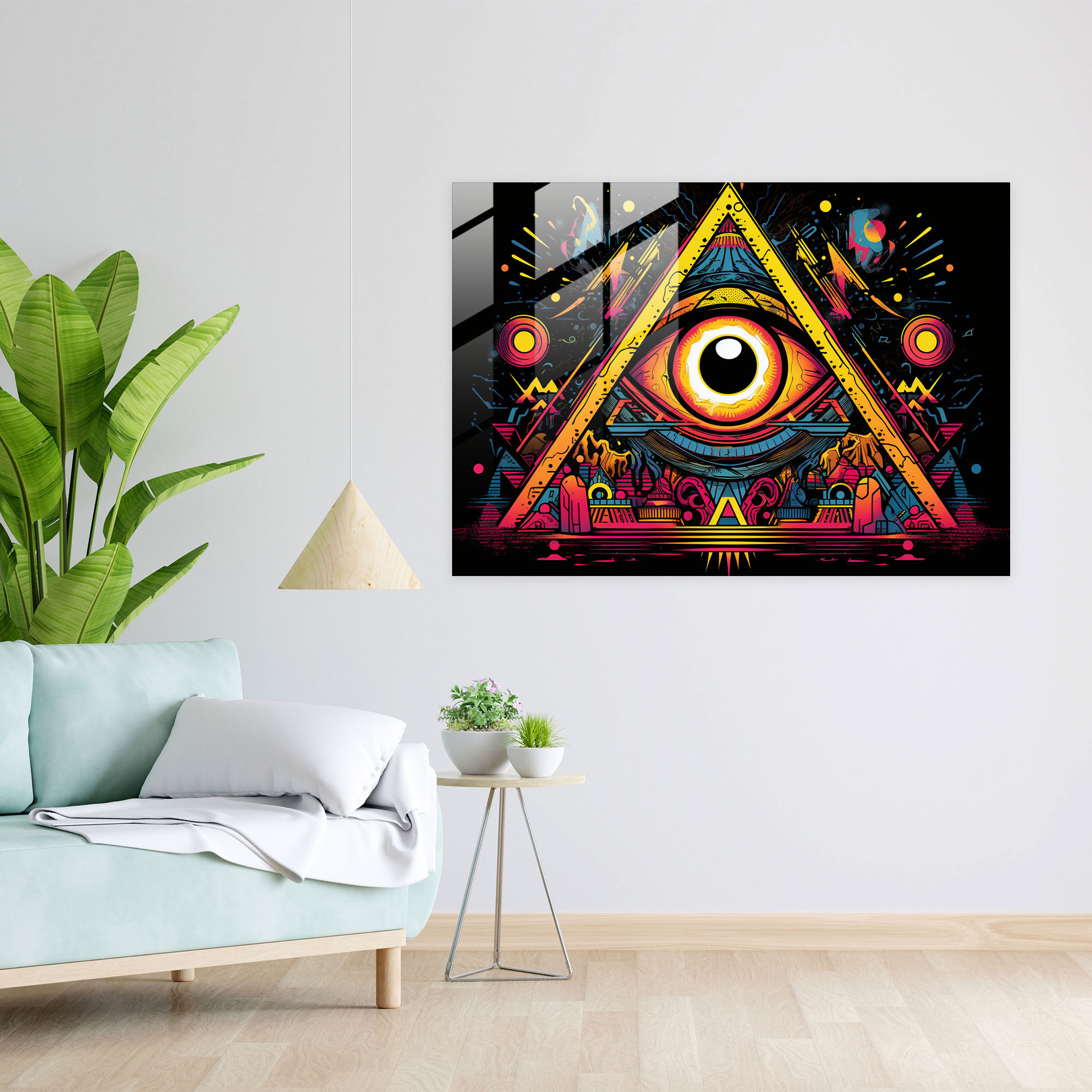 Canlı Illuminati Cam Sanatı - Aydınlatıcı Modern Tasarım Cam Duvar Sanatı Modern Sanat