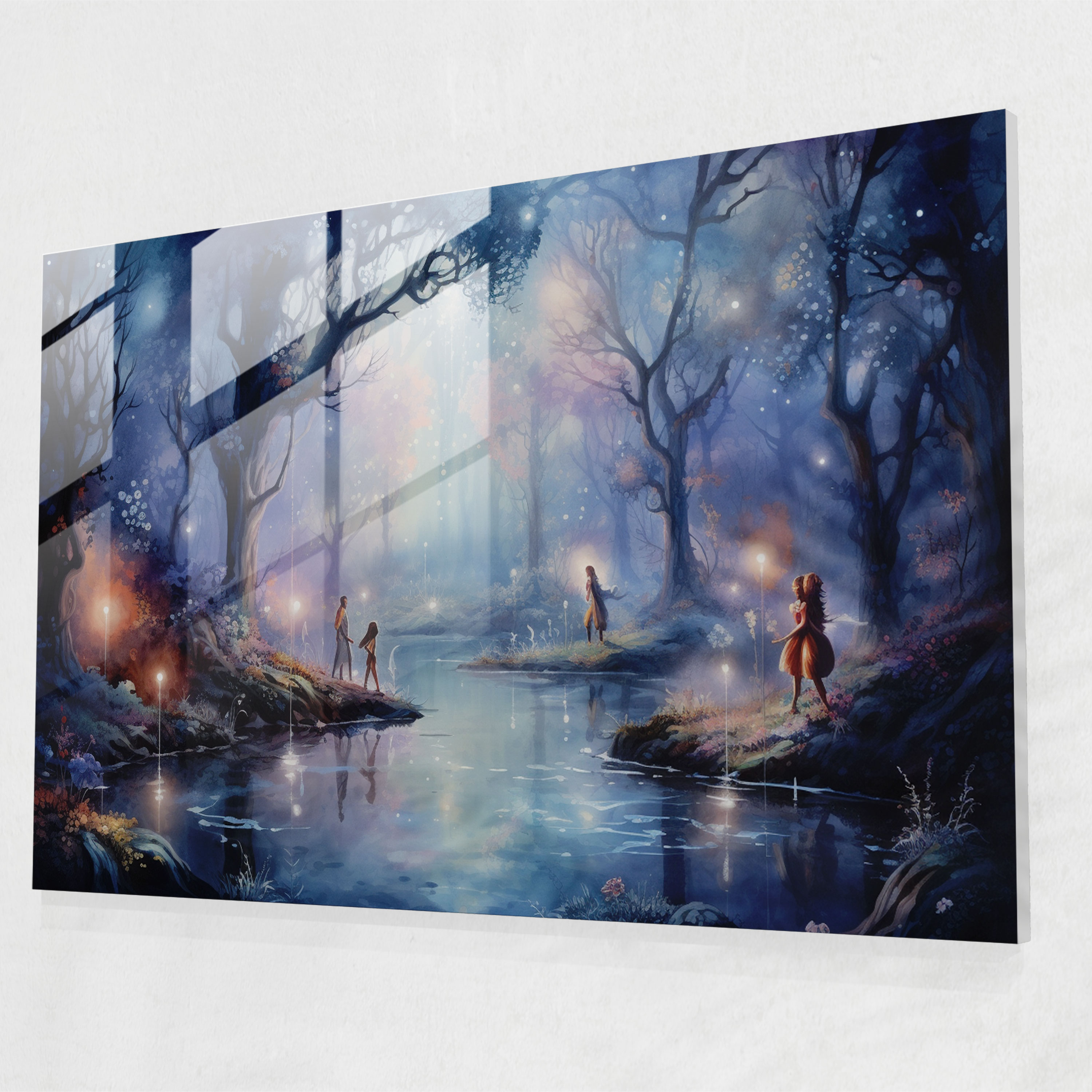 Esotericism Glass Print - Enchanted Forest Fairies - Illuminati, Enchanting, Glass Wall Art, Glass Art